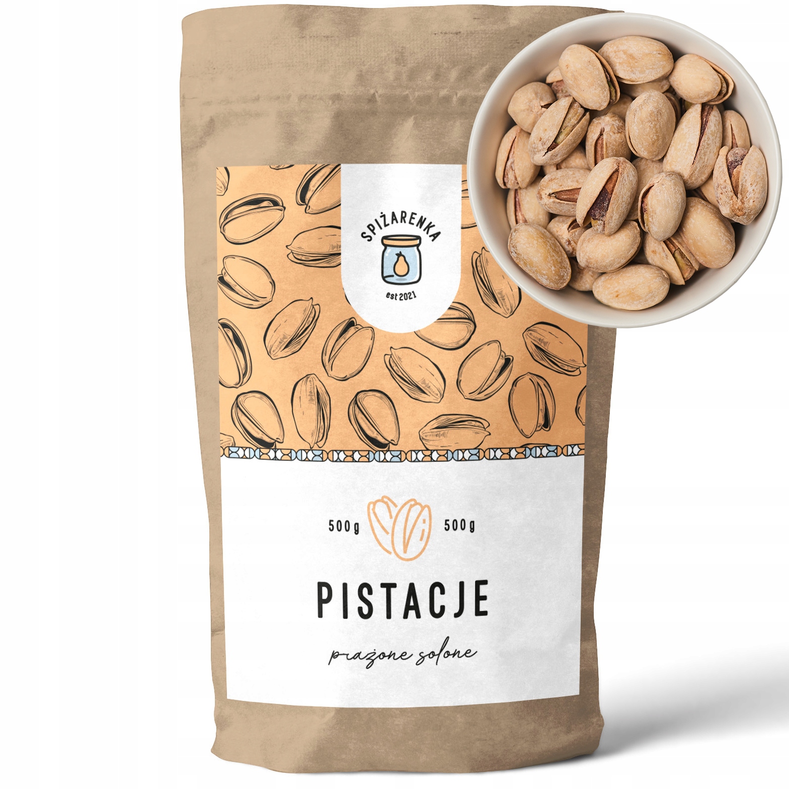 2x Pistácie Pražené SOLENÉ500g přírodní Čerstvé premium Velkéxxl-spiżarenka