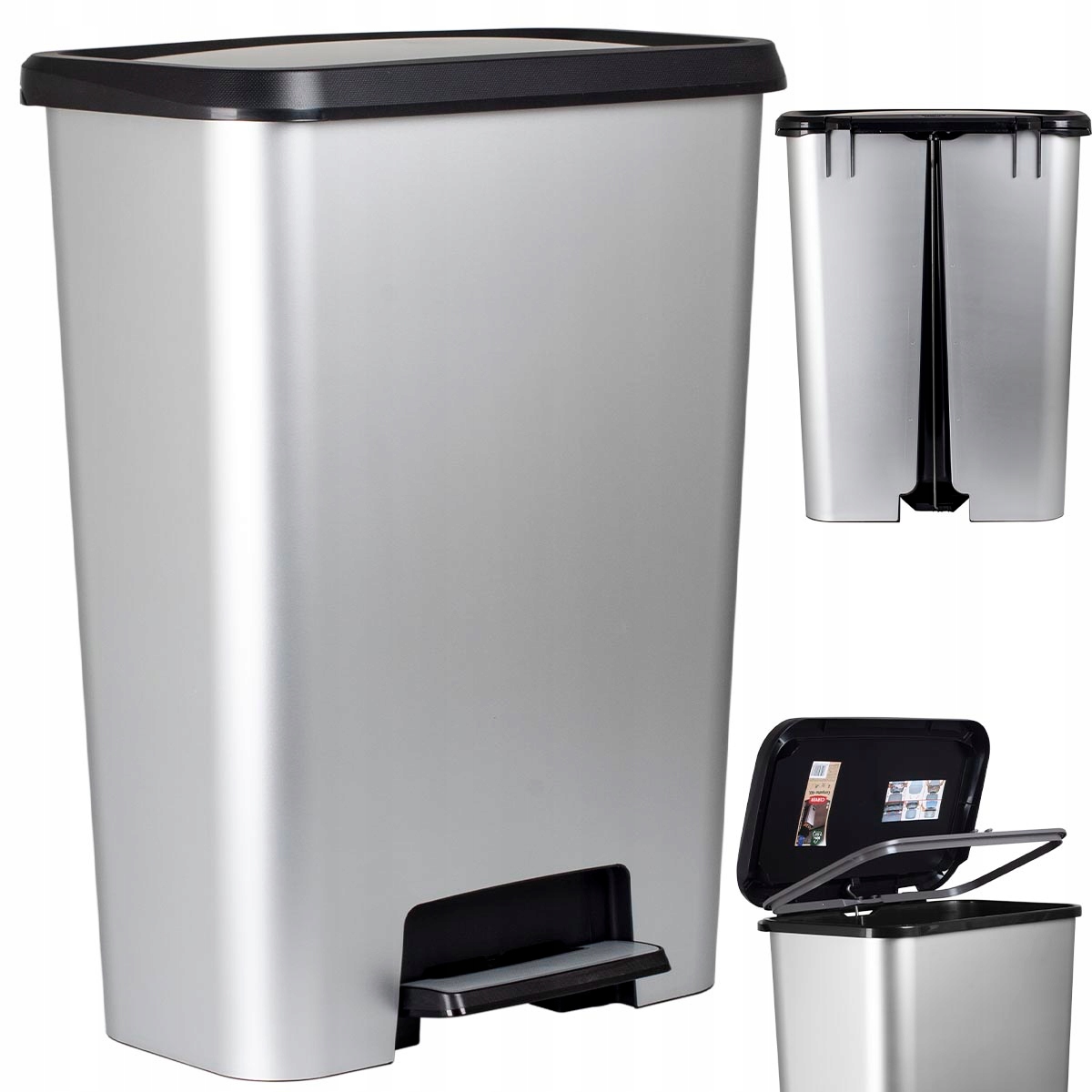 Kosz na śmieci plastik Curver 50l srebrny