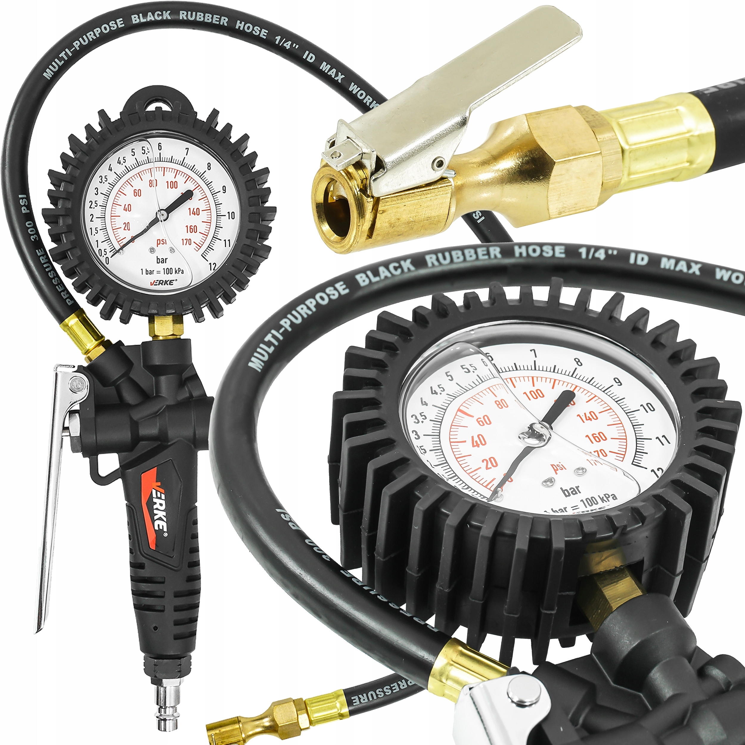 PISTOLET DO POMPOWANIA PROFESJONALNY MANOMET VERKE