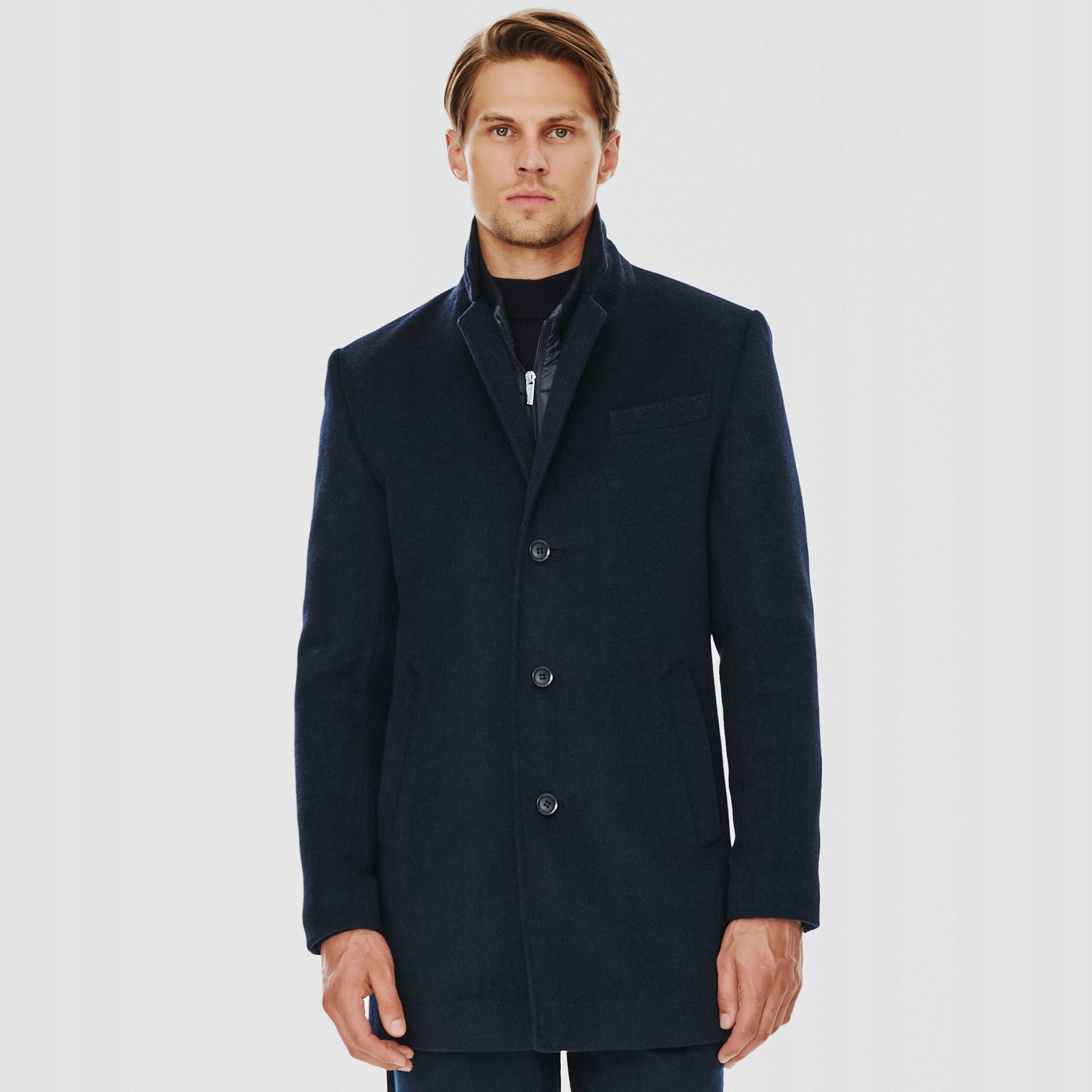 Pánský tmavě modrý hladký kabát Pako Lorente vel 50