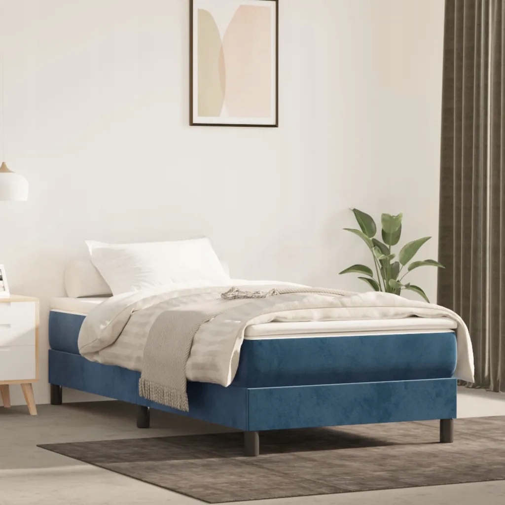 Box spring postel s matrací tmavě modrá 90x200 cm samet Modrá 3144313