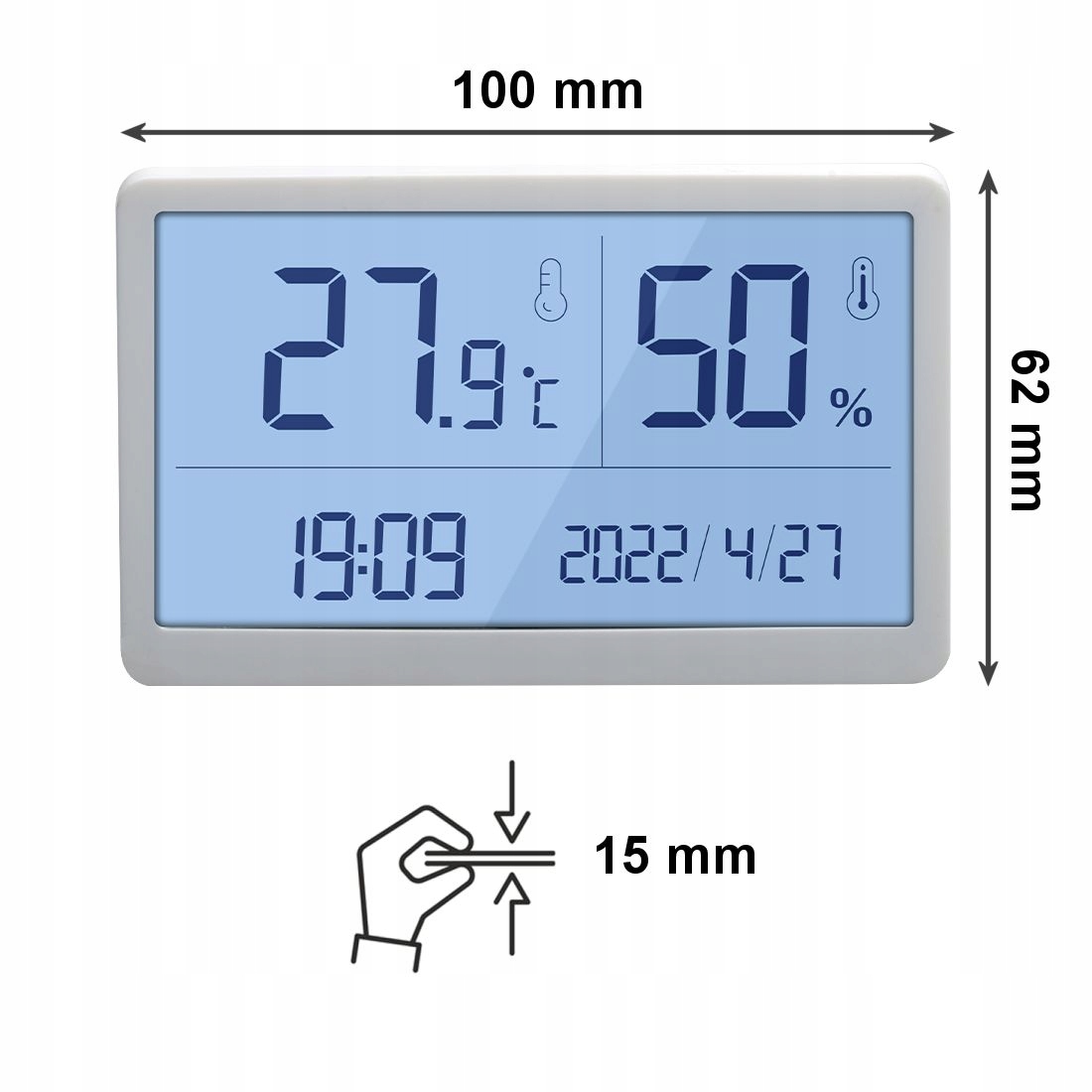 TERMOHIGROMETR HIGROMETR TERMOMETR MIERNIK WILGOTNOŚCI I TEMPERATURY ZEGAR Rodzaj termohigrometr