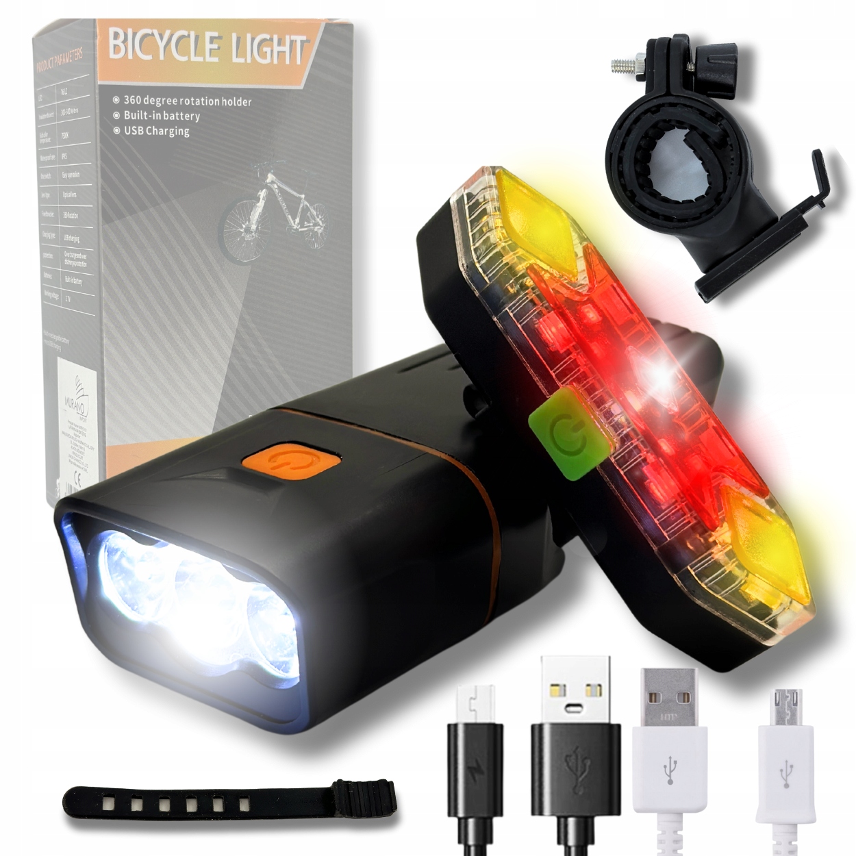 LAMPKA ROWEROWA LED TYŁ PRZÓD DO ROWERU POWERBANK Model 2023