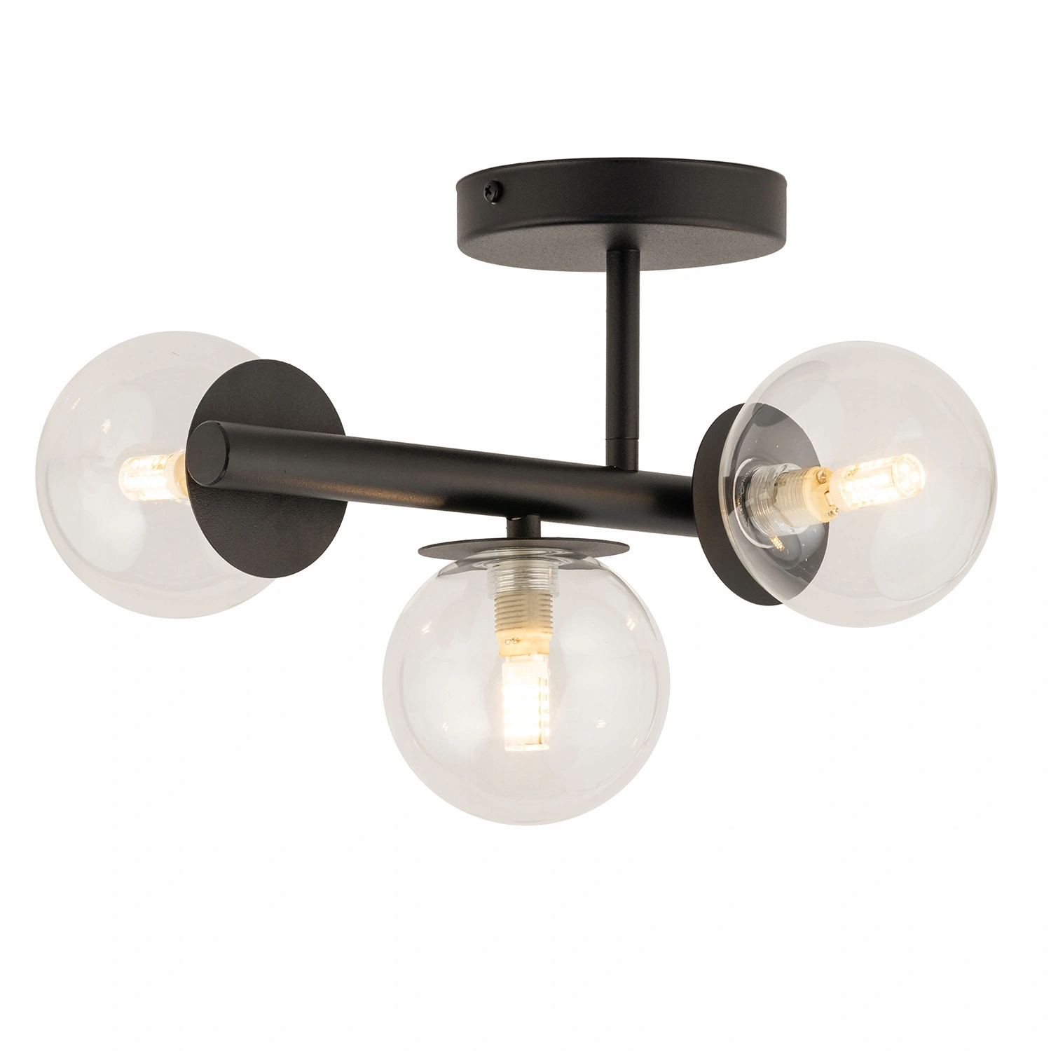 Stropné Svietidlo Sigma Lighting Avola čierne sklenené tienidlo priehľadné 3xG9 30 cm