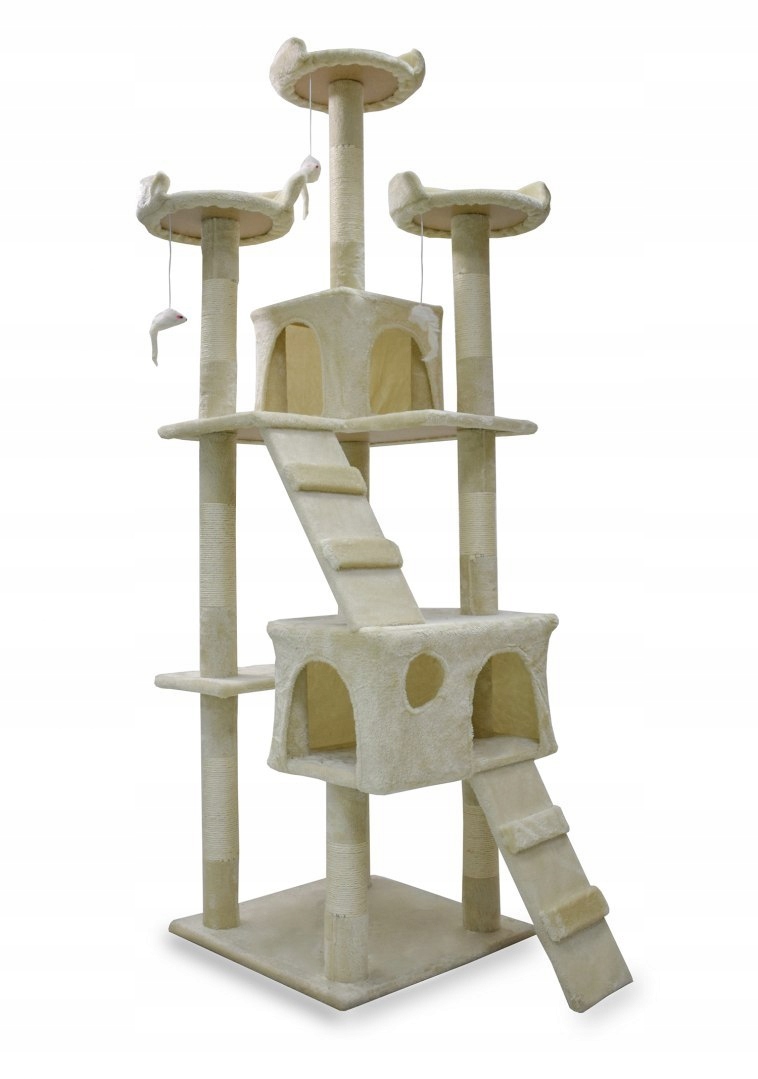 Škrabadlo Sisalový strom pro kočky Kočka Béžová 170 cm Vysoká 7 úrovní