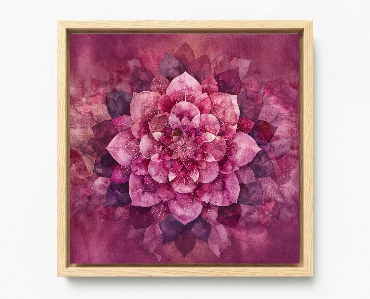 Obraz Rám American Box Ružová Mandala Lotosu Harmonia Vločiek 60x60