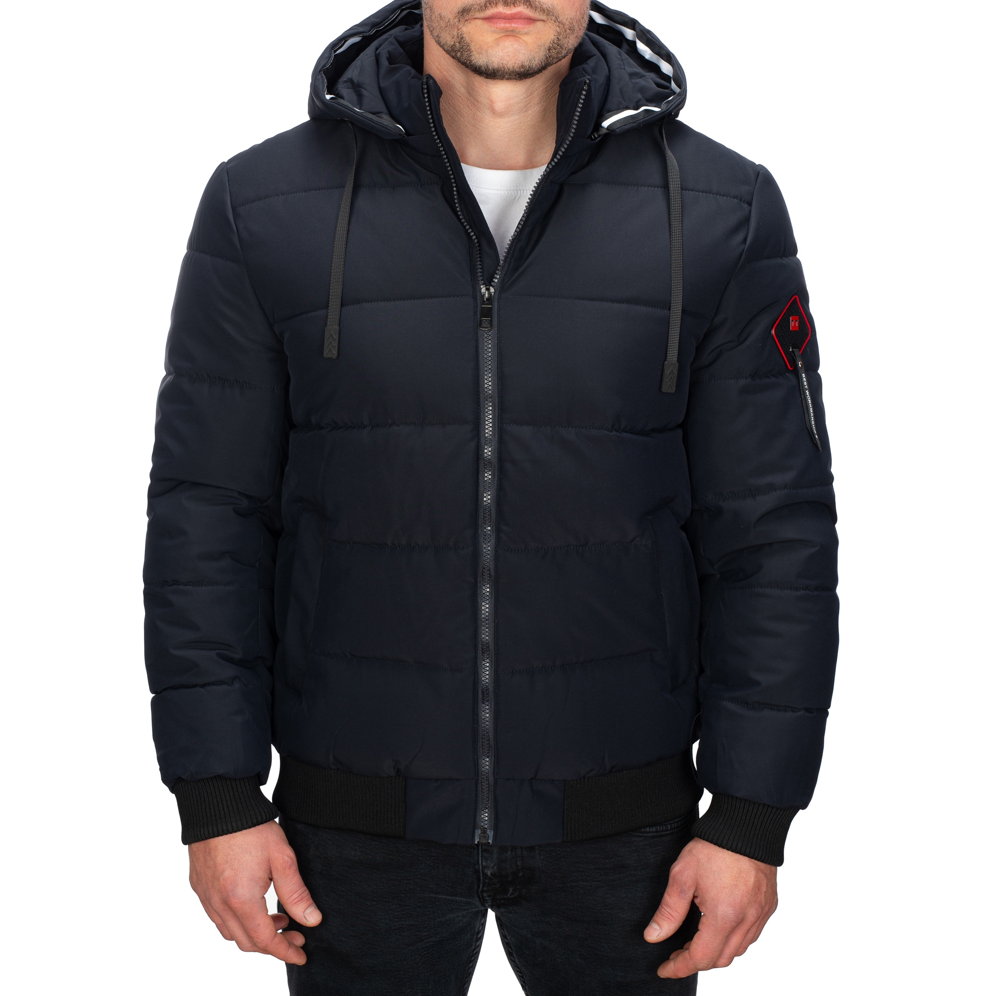 M5031-215 vel. M/50 Pánská Zimní Zateplená Prošívaná Bunda S Módní Značkou