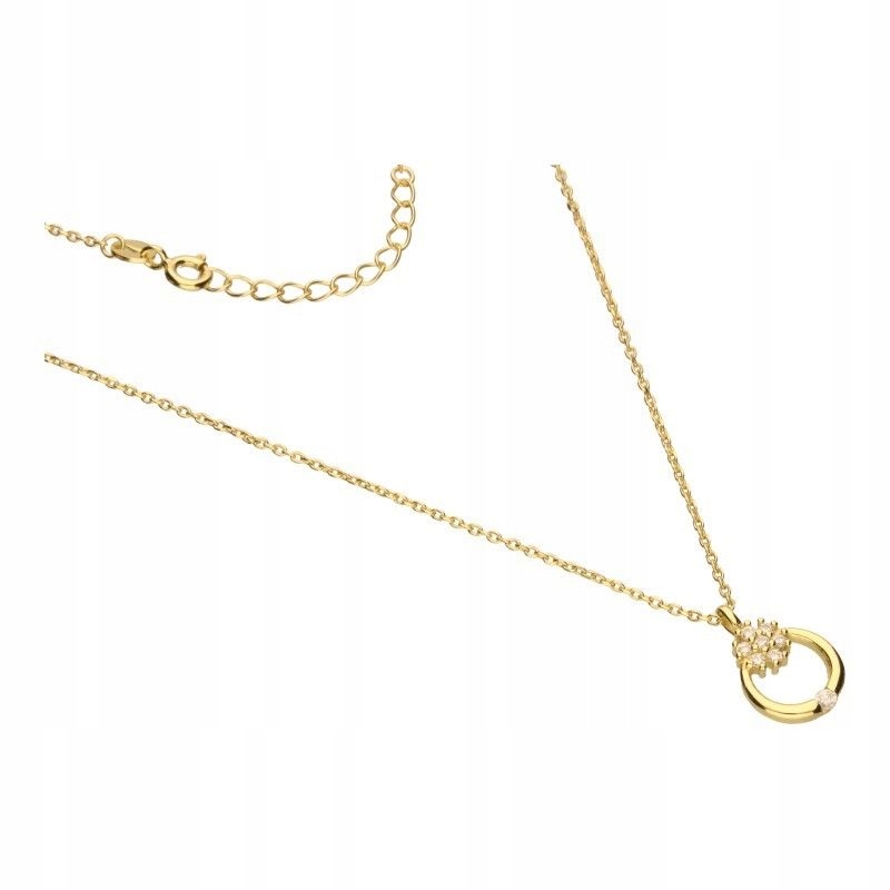 Stříbrný pozlacený náhrdelník 925 s kroužkem se zirkony a kytičkou jako dárek