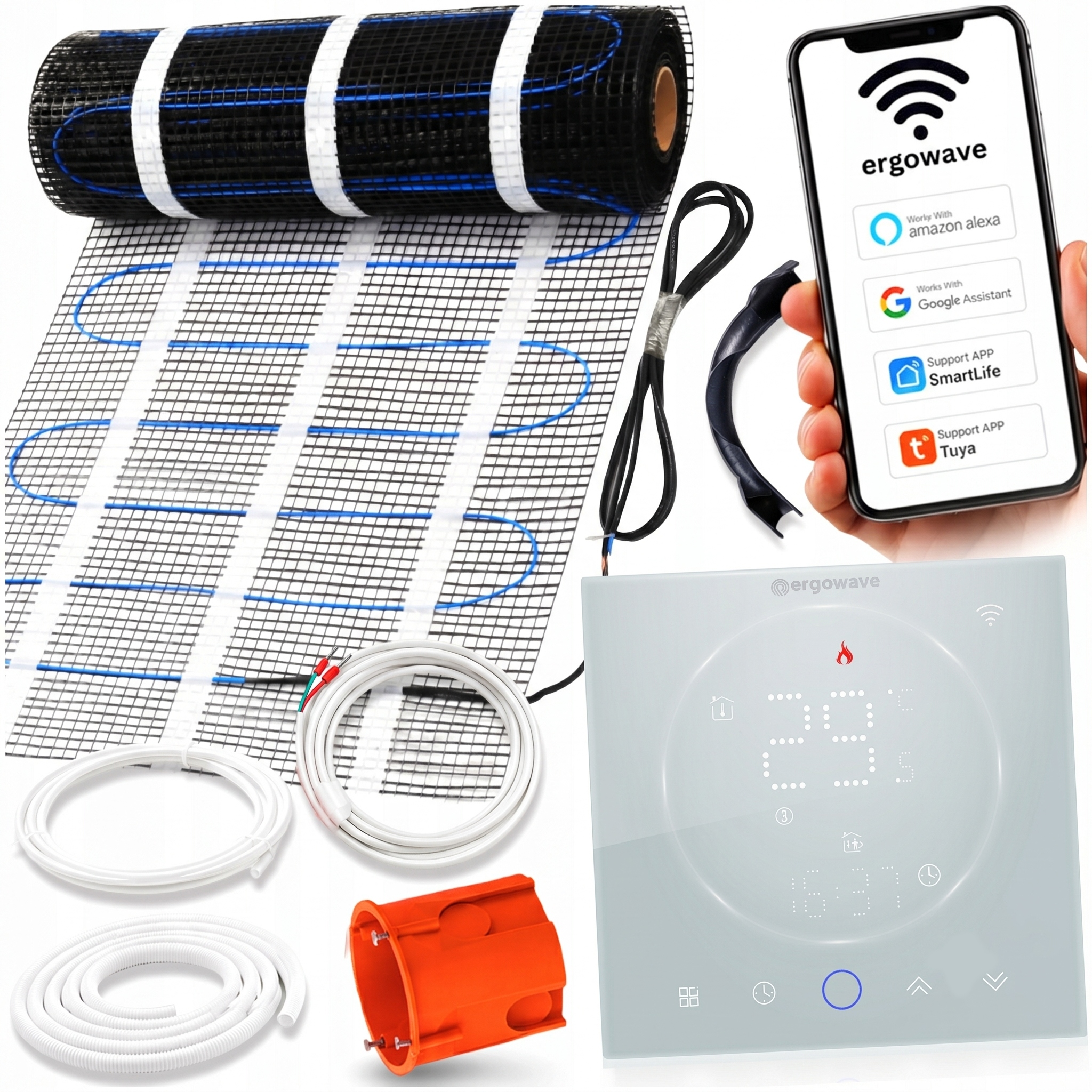 Vyhřívací Podložka Výkonná Sada Podlahové Vytápění 160W 2m2 Wifi Termostat