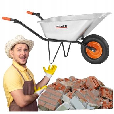 Duża Solidna Taczka Budowlana Ogrodowa Wózek Ogrodowe 120L Metalowa Spawana