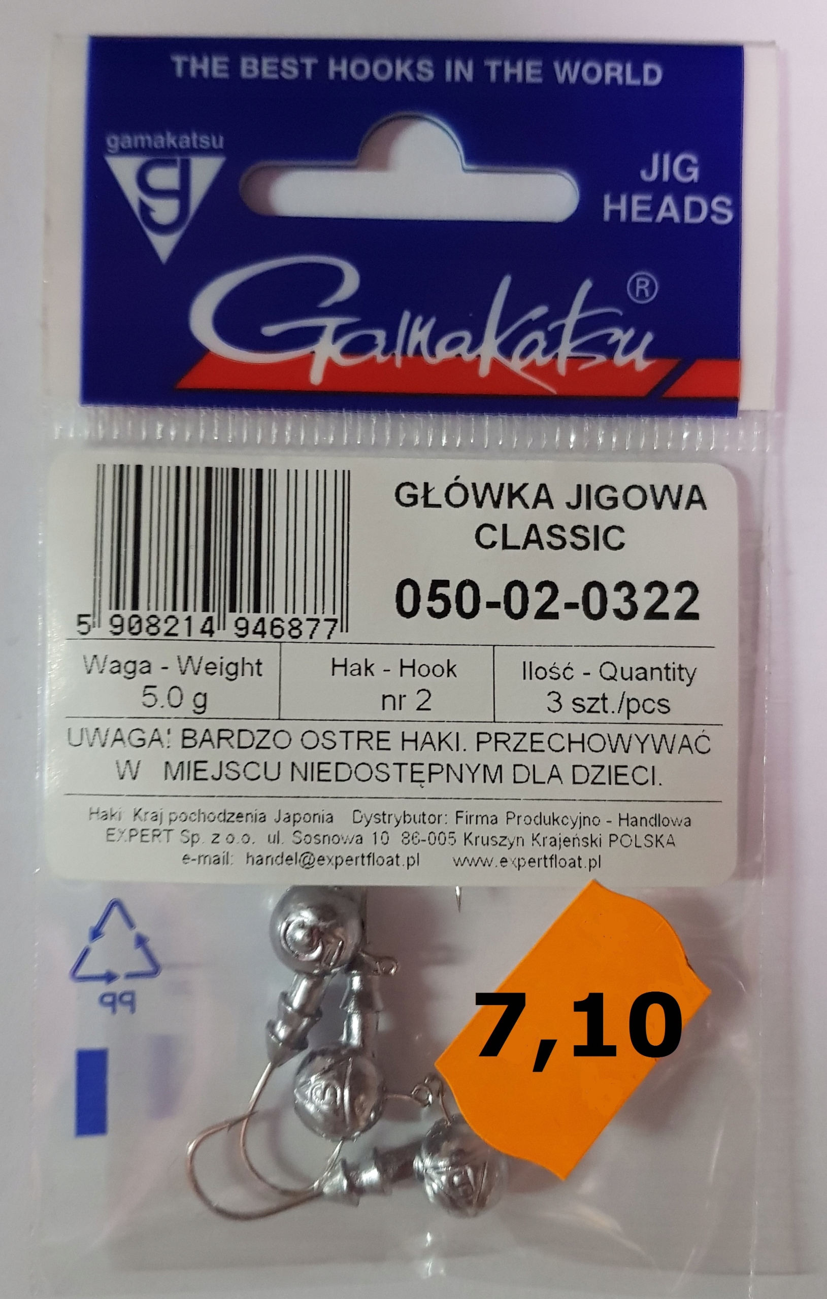 

Główka jigowa Gamakatsu Classic 5g hak nr 2