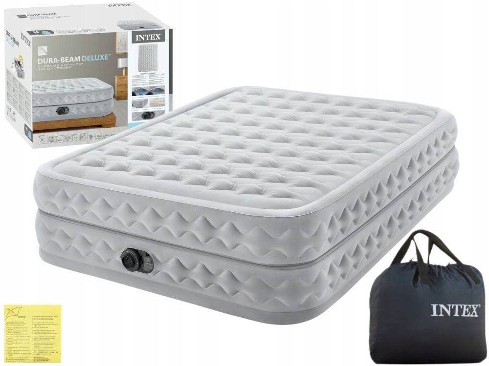 Materac Dmuchany Welurowy Dwuosobowy Łóżko 203x152x51 Intex 64490ND New2026