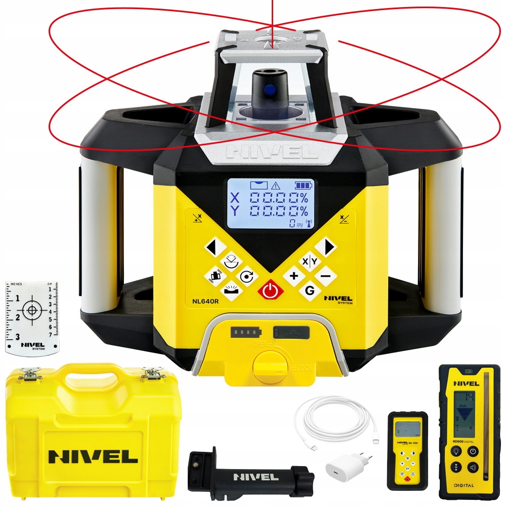 Nivel System Laser obrotowy z czerwoną wiązką 600m IP65 NL640R Digital