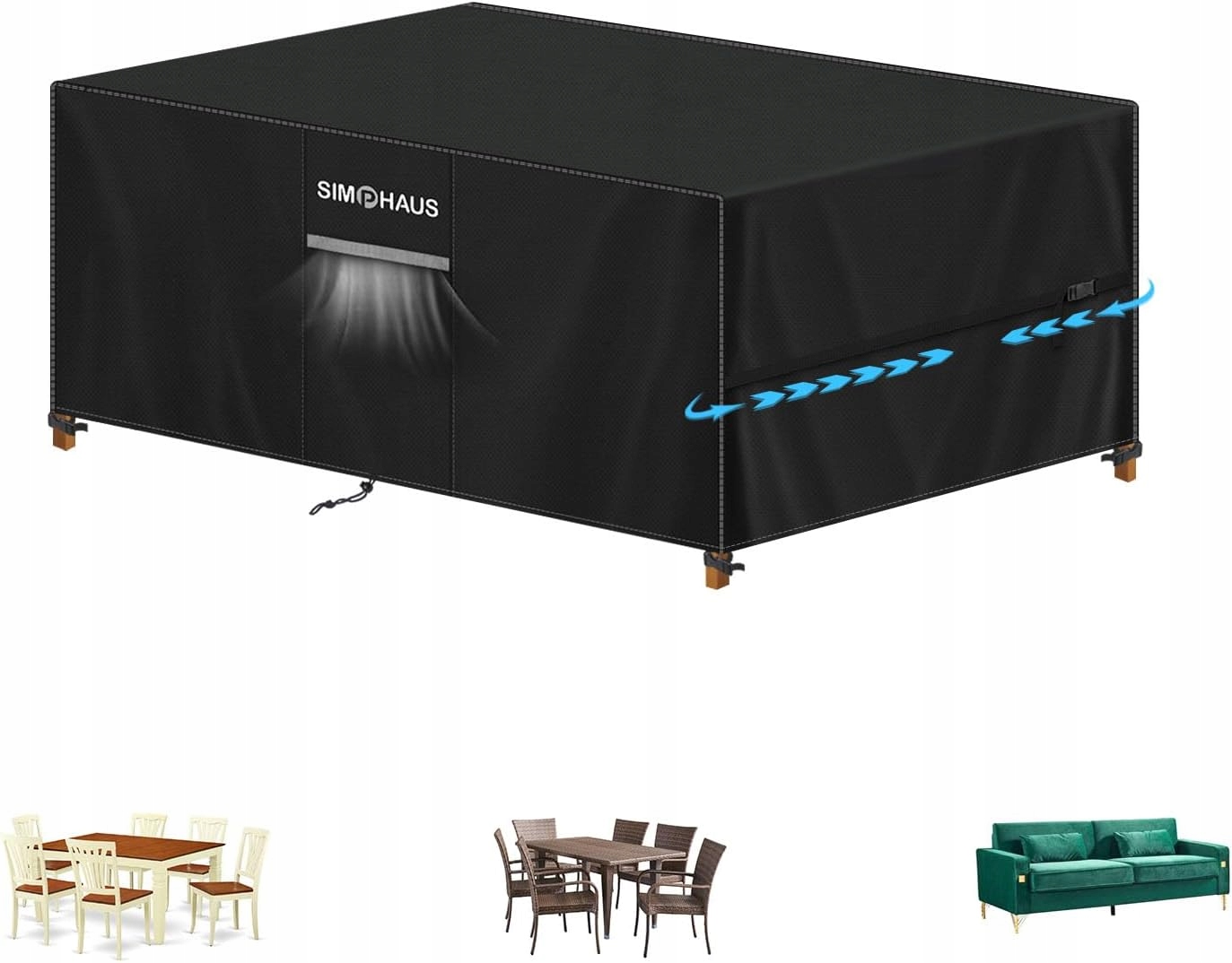 Pokrowiec Na Meble Ogrodowe Plandeka Na Stół Krzesła Wodoodporny 140x80x80