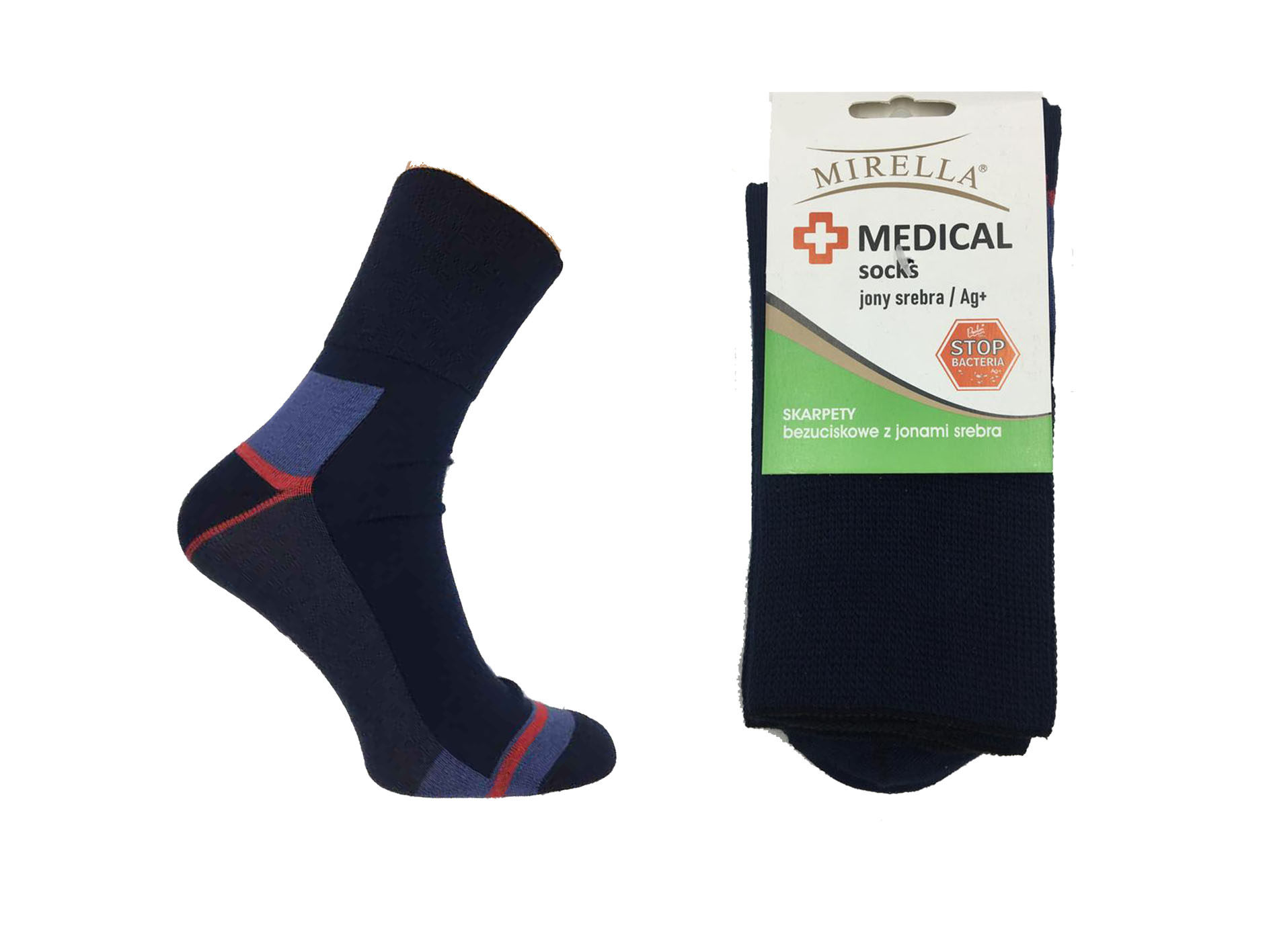 

Skarpety damskie Medical jony srebra 35-37 Granat