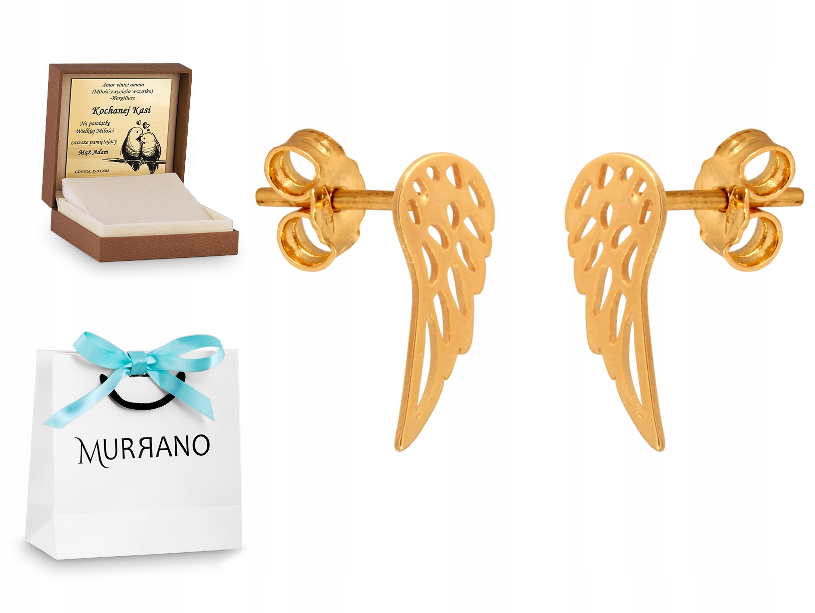 

Złote Kolczyki 585 Na Sztyfcie Prezent Grawer