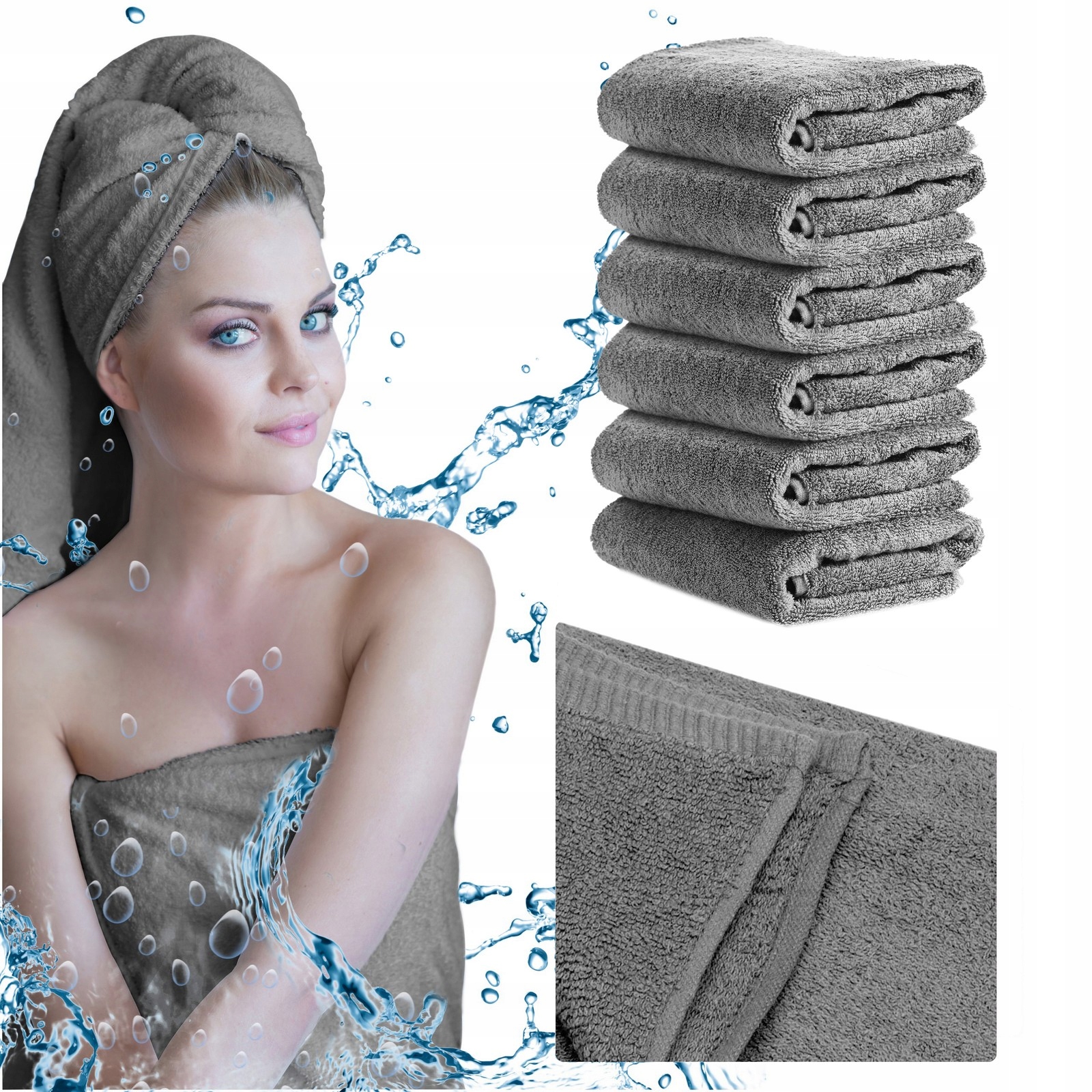 Sada 6 rychleschnoucích bavlněných ručníků 70 x 140 cm