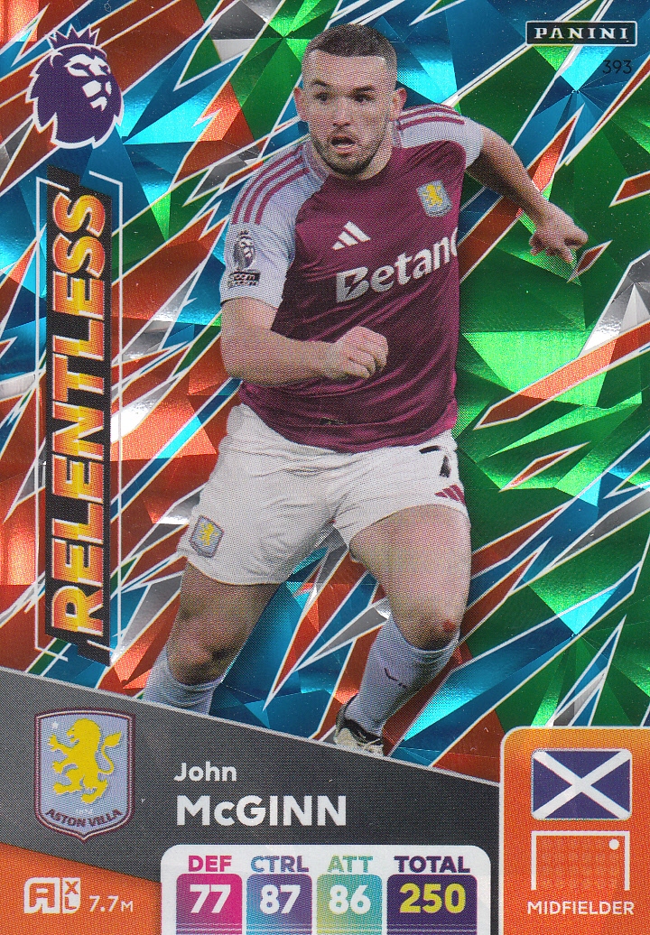 Premier League 2025 Adrenalyn XL karta Relentless McGinn 393