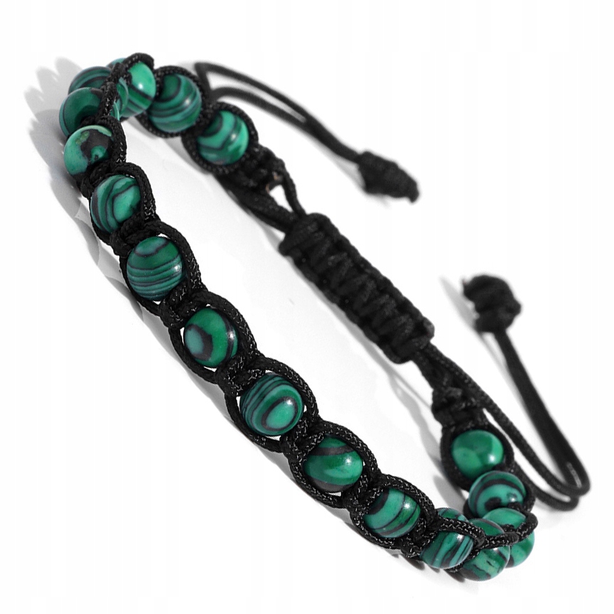 BRANSOLETKA MĘSKA MAKRAMA Z KAMIENIEM MALACHIT Kod producenta 2