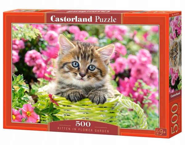 

Puzzle Kotek w ogrodzie pełnym kwiatów 500
