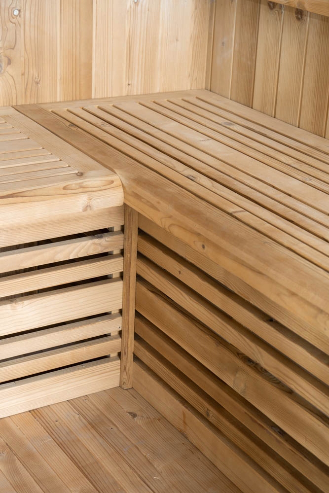 Stačiakampė lauko sauna su Harvia 8 kW krosnele, 175 x 130 x 200 cm, termo mediena, sodui ir sodybai nuotrauka 10
