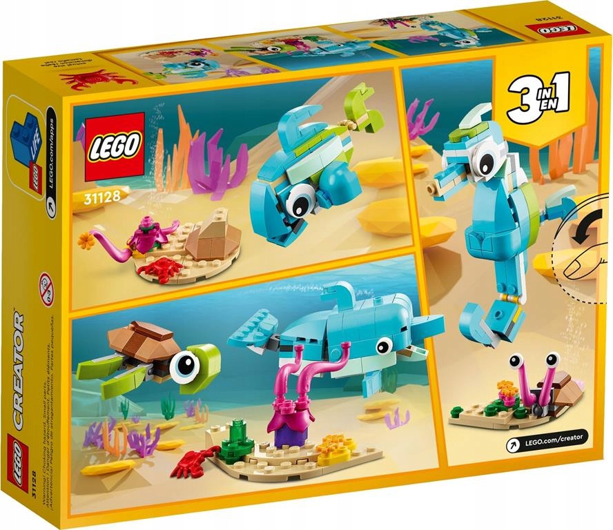 KLOCKI LEGO | CREATOR 31128 DELFIN I ŻÓŁW 3W1 NOWE ZESTAW +TORBA PREZENTOWA Minimalny wiek dziecka 6
