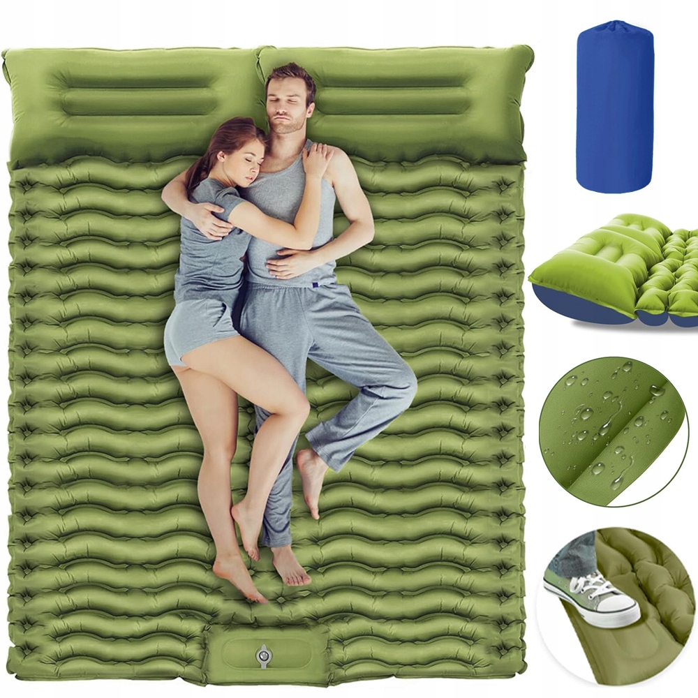 Dvoumístná Samonafukovací Podložka Matrace 200*133 Na Kempování, Odolná, S Polštářem