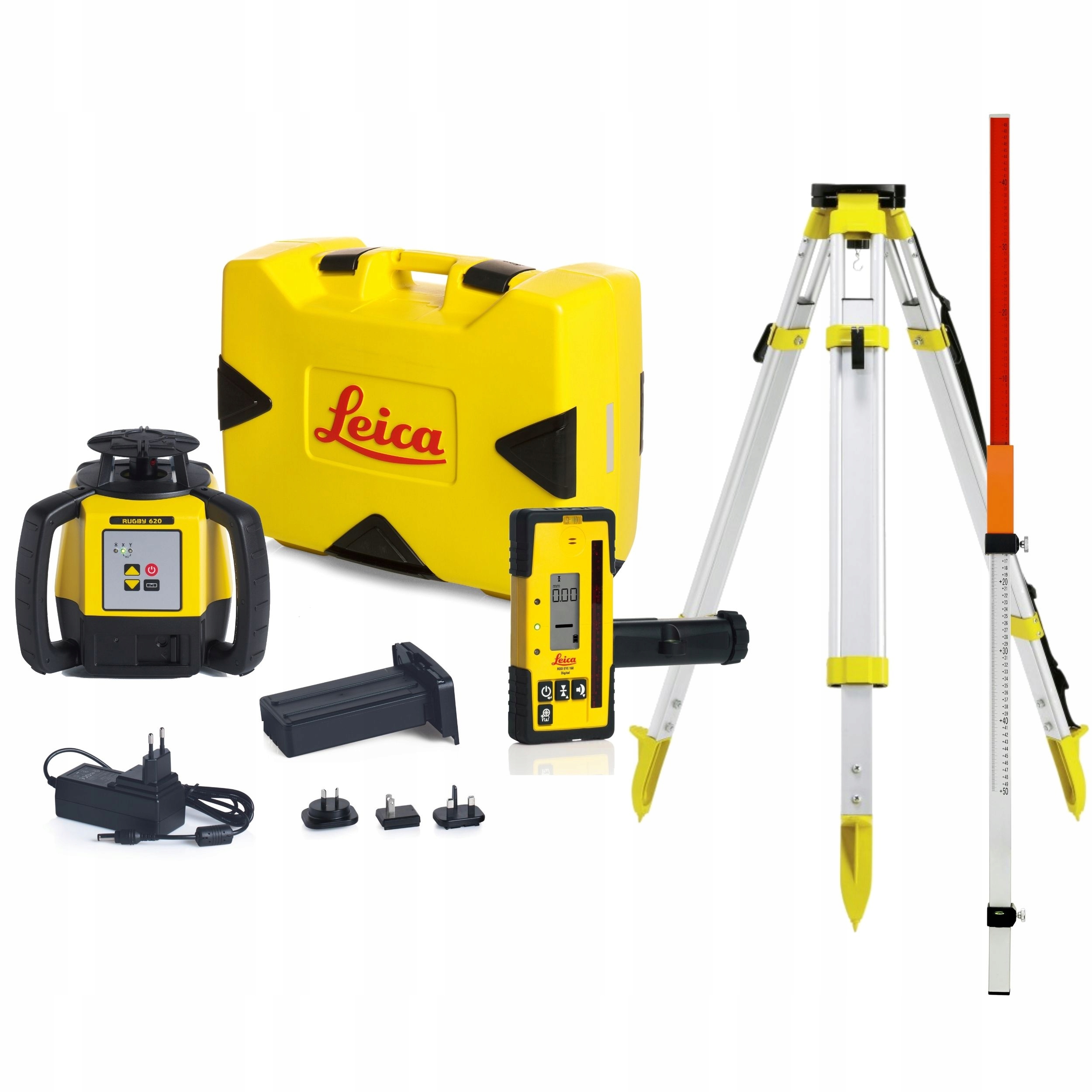 Niwelator laserowy Leica Rugby 620 kompletny Zestaw statyw łata detektor