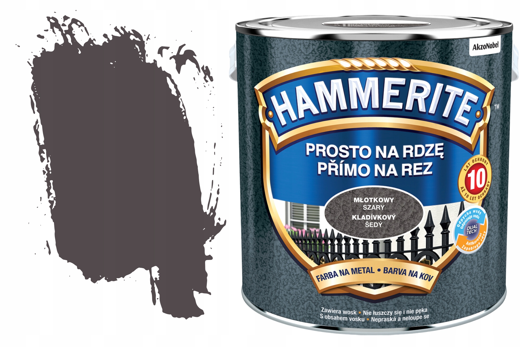 Hammerite do Metalu gruntoemalia Antykorozyjna Na Rdzę Młotkowy Szary 2,5L