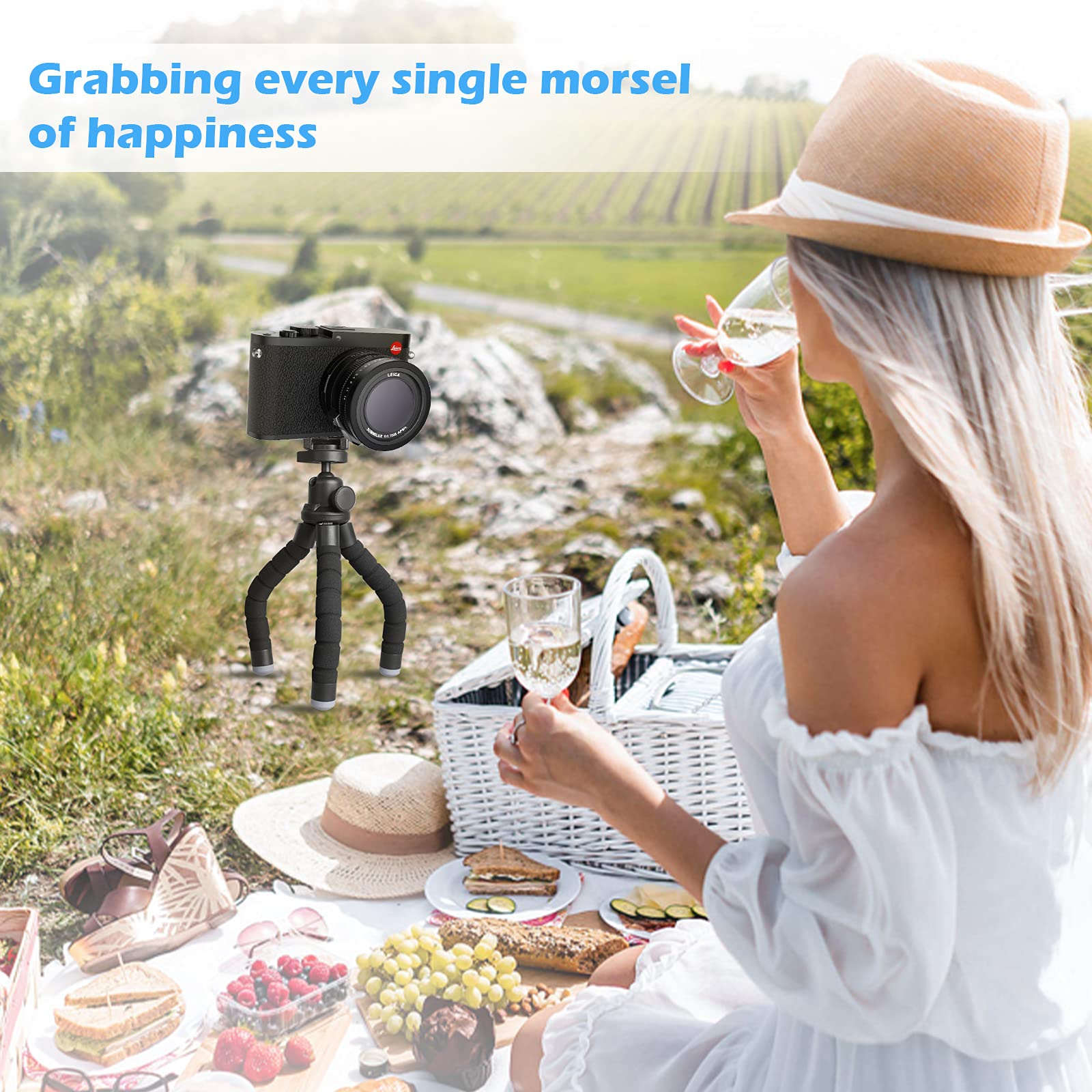 UBEESIZE Statyw Mini Do Smartfona I Kamery Z Pilotem Bluetooth Czarne — miniatura 7