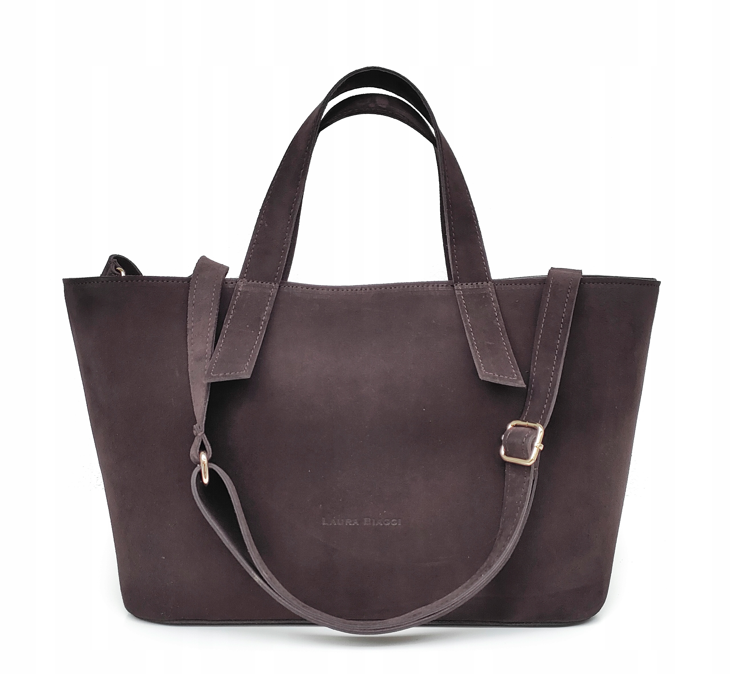 Klasická hnědá čokoládová semišová kabelka