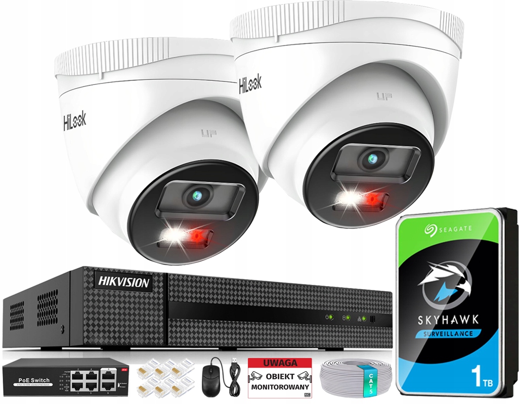 Ip monitorování Sada 2 kamer IPCAM-T4-30DL PoE Ir/led rekordér Disk 1TB