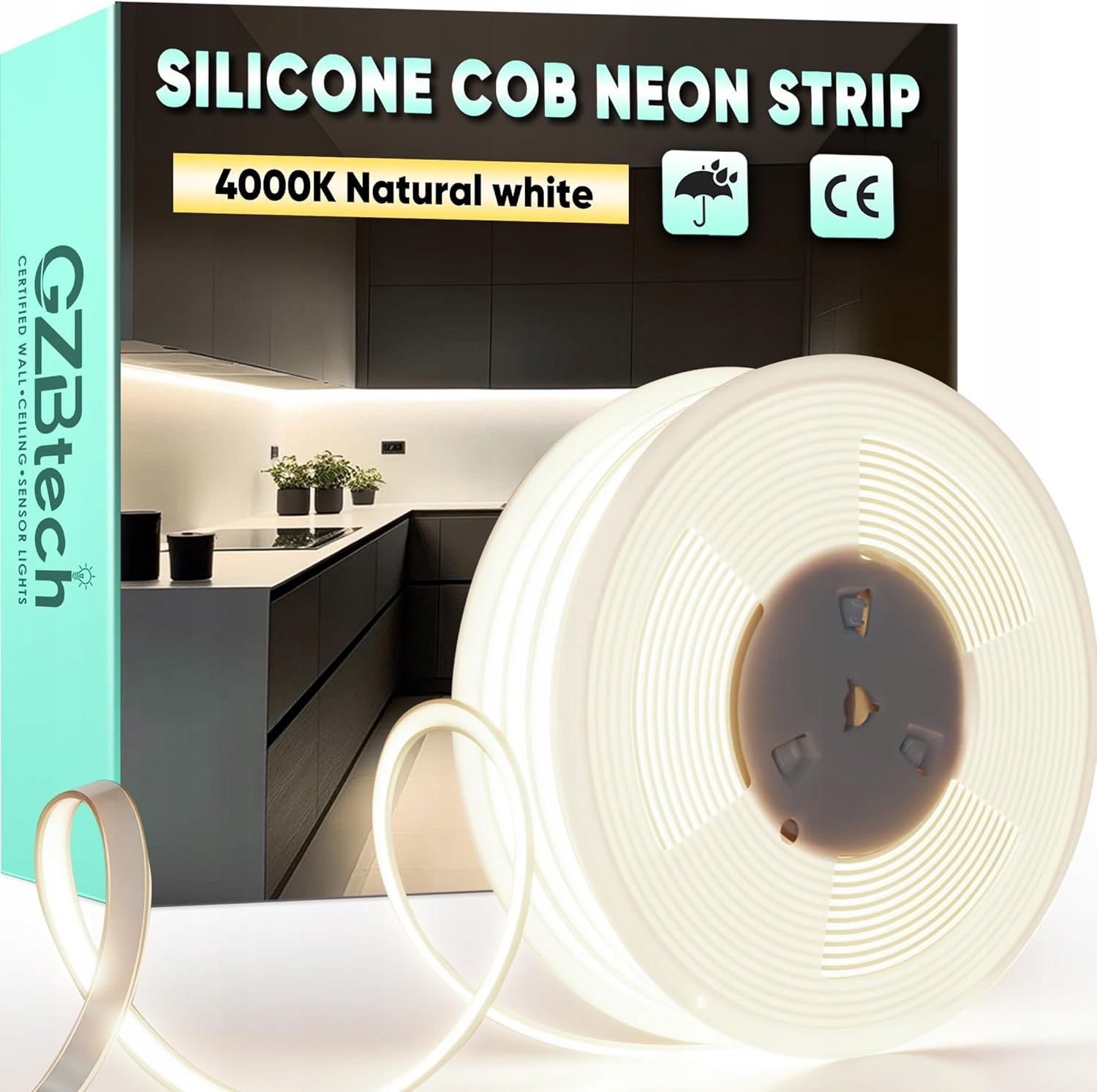 Led pásik 20 m silikónový vodotesný 4000K neutrálny 286 LED/m 230V Cob