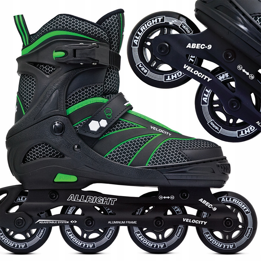 Rolki Regulowane 39-42 dla kobiet, dzieci i młodzieży ABEC9 Velocyty 76mm