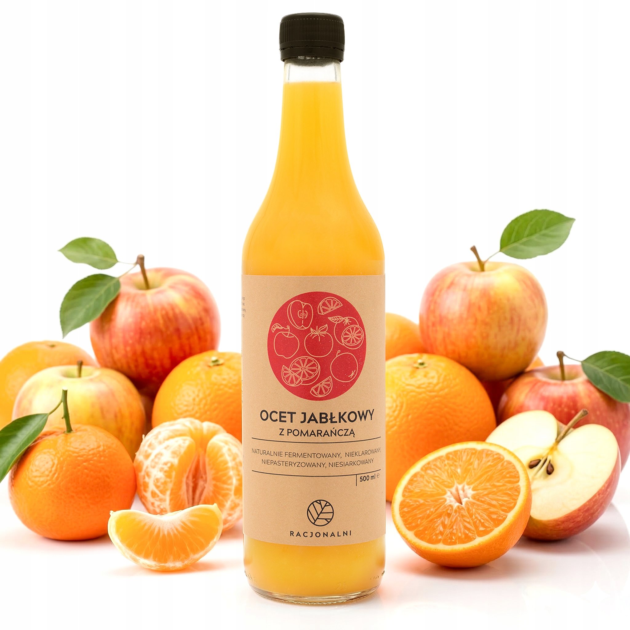 Ocet jabłkowy Z Pomarańczą Racjonalni 500 ml Niepasteryzowany Żywy