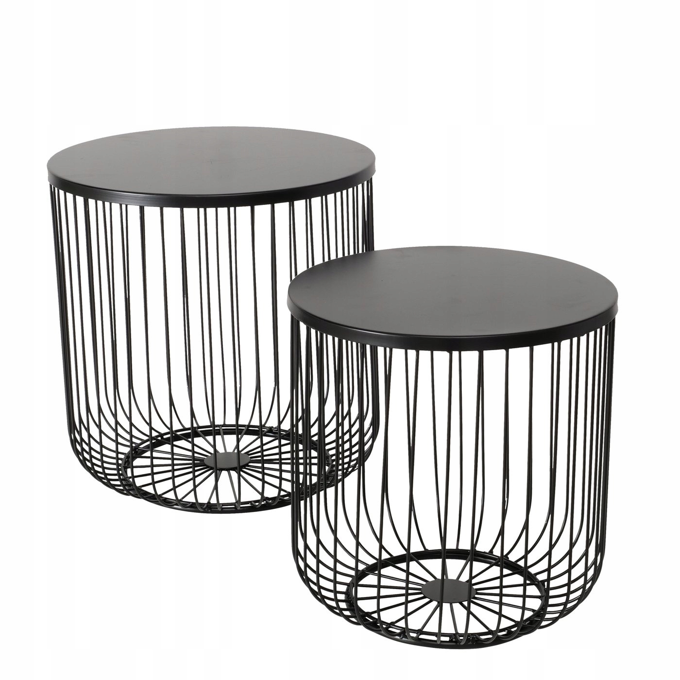 Sada Dvoch Čiernych Kovových Stolíkov S Výškou 41 CM A 47 CM Do Obývačky