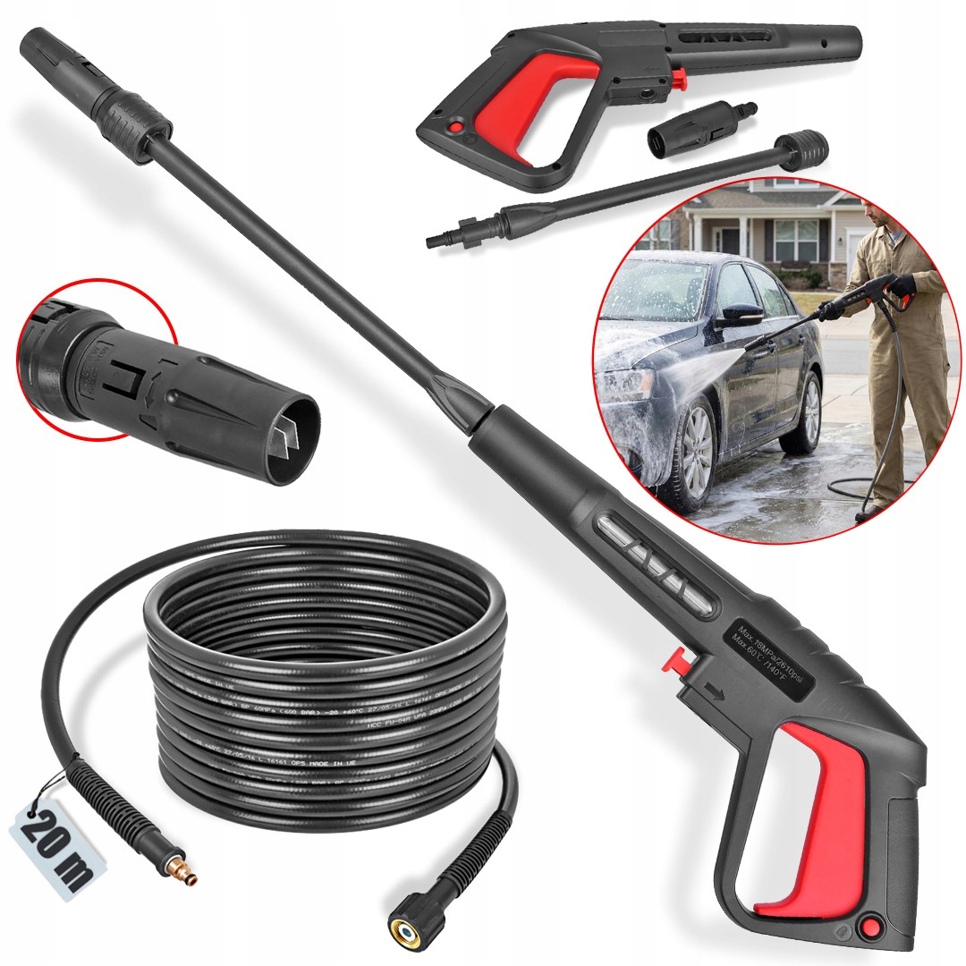 Pistole Lanca Tryska Přestavitelná Hadice 20 m myčky Black Decker Bosch M22(14)