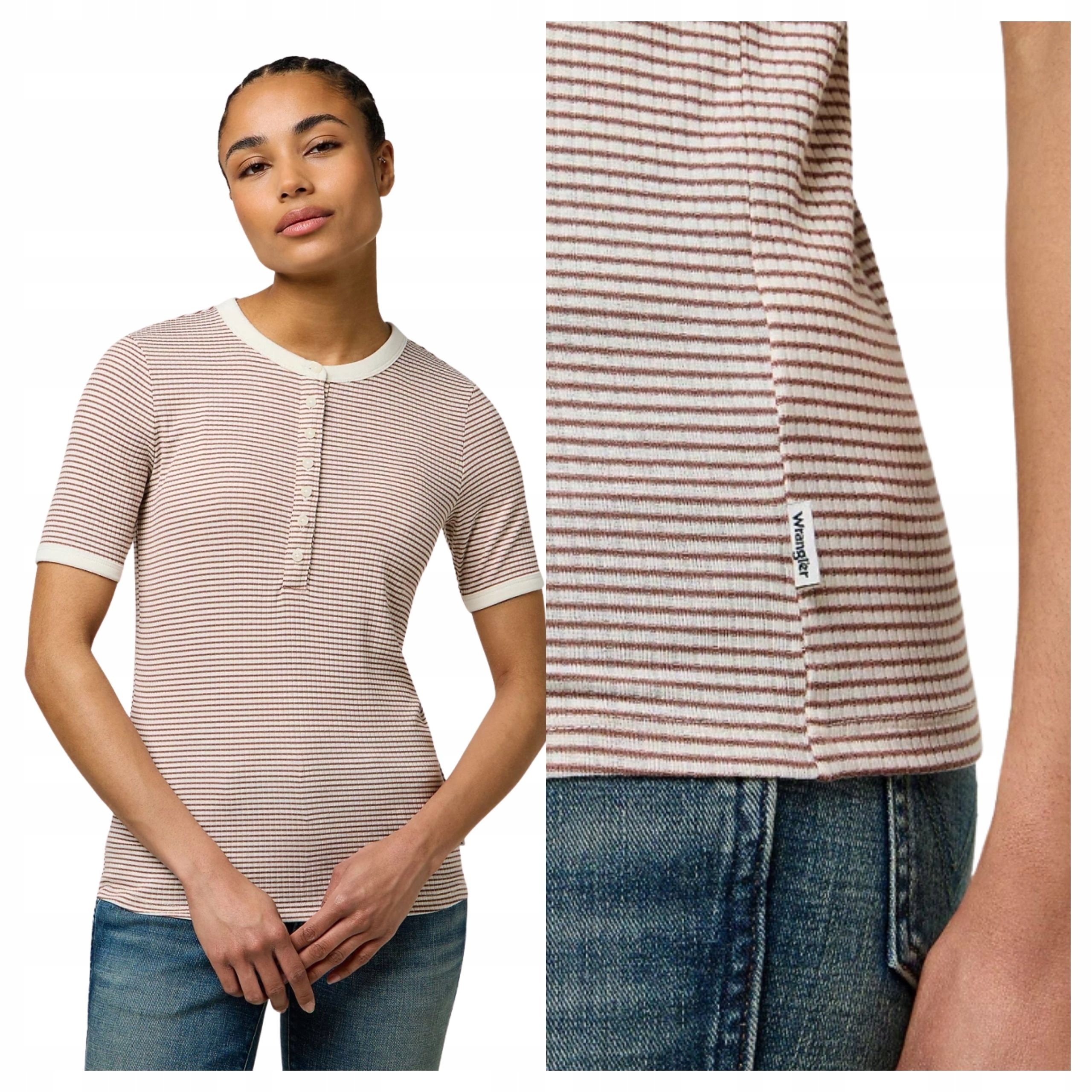Tričko Wrangler Femme Knit Henley Slim Fit s proužky Xs