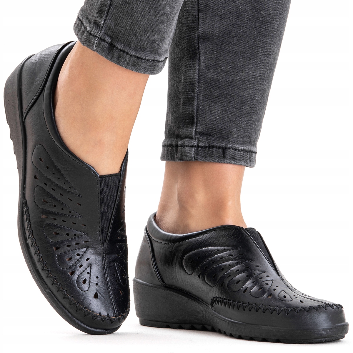 Polobotky mokasíny vč. kůže nazouvací Tuhost H lehké Ažurové Wojtyłko 39