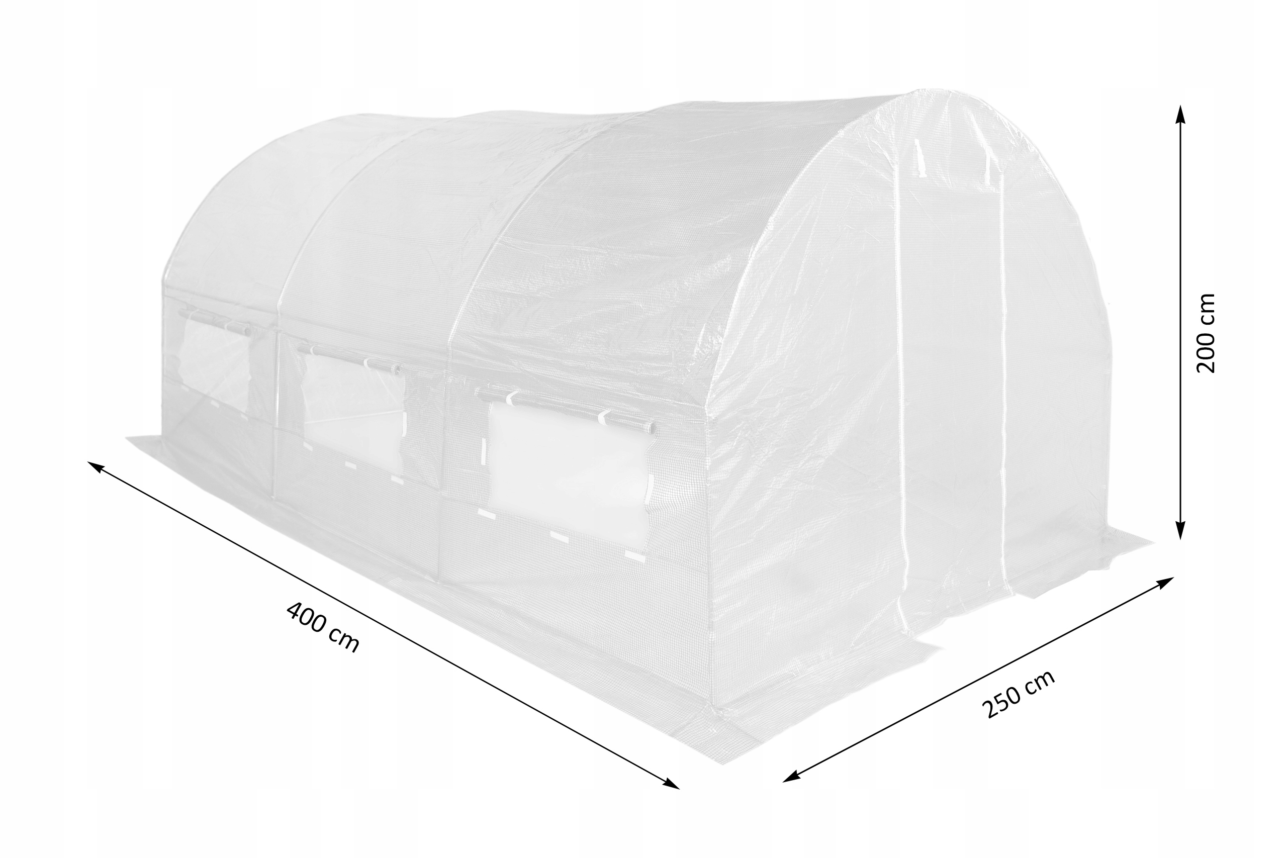 TUNEL FOLIOWY 2,5x4m (10m2) STELAŻ + FOLIA BIAŁA Kod producenta 250400
