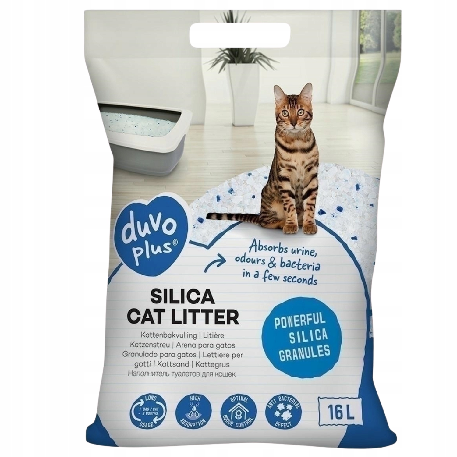 Levně Duvo+ Silica Cat Litter 16 l Stelivo pro kočky Silikonové 6 kg