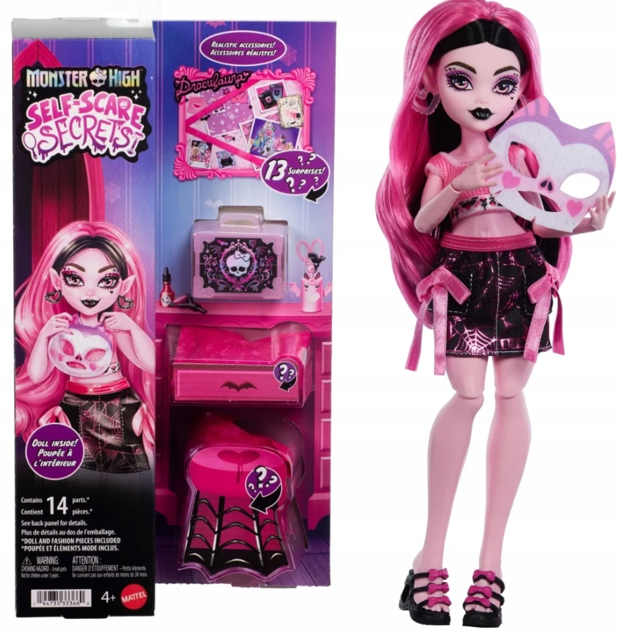 Monster High Draculaura Lalka Akcesoria Self-scare Straszyrelaks Maseczka