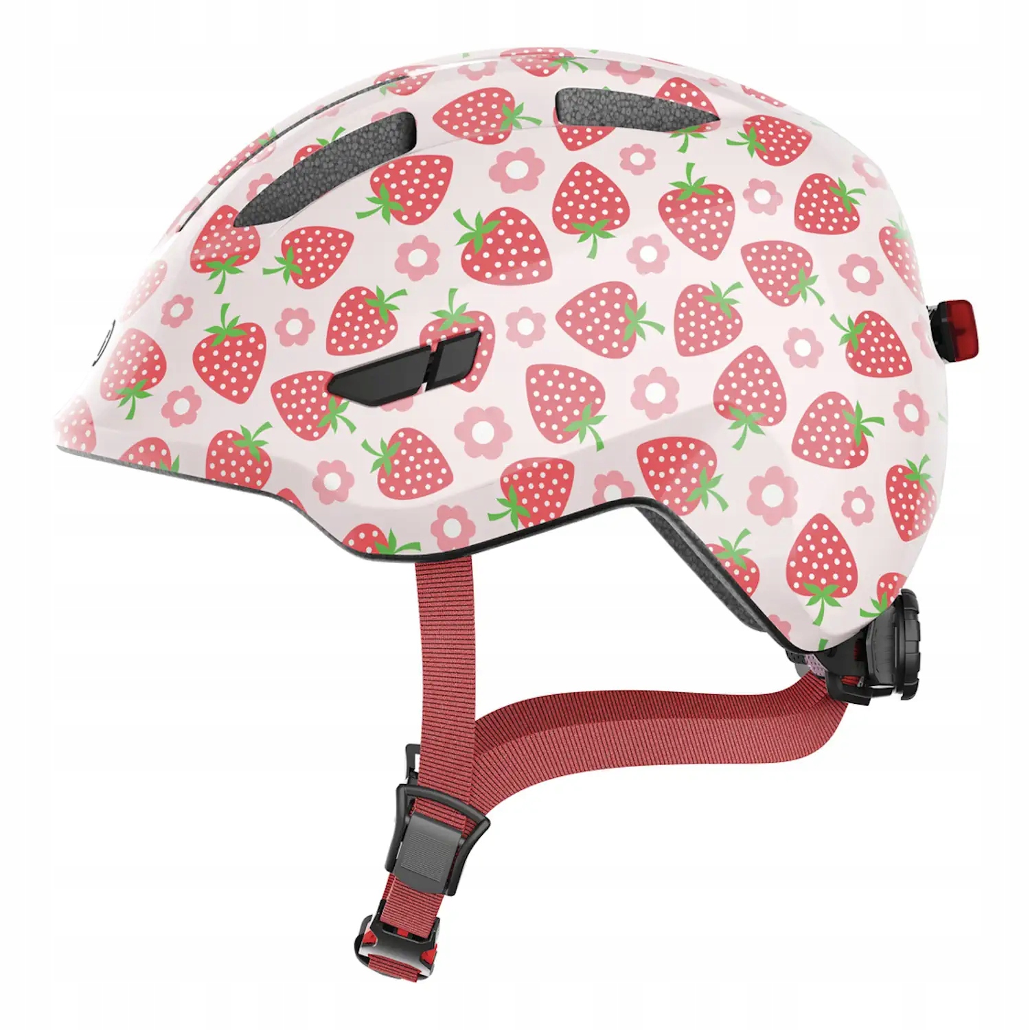 Dětská cyklistická helma Abus Smiley 3.0 Led růžová jahoda M