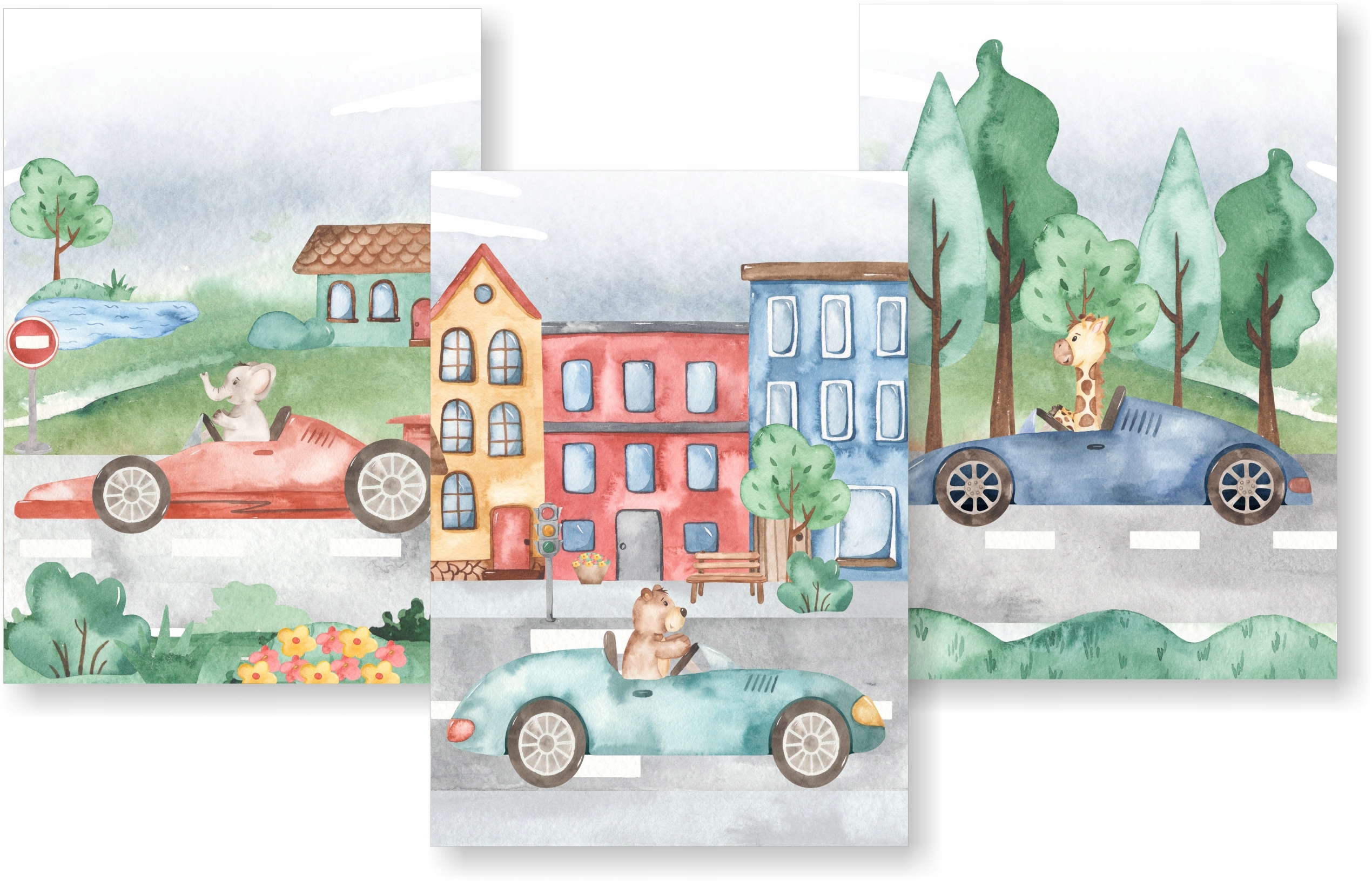 

Zestaw 3 plakaty A3 Samochody Zwierzęta