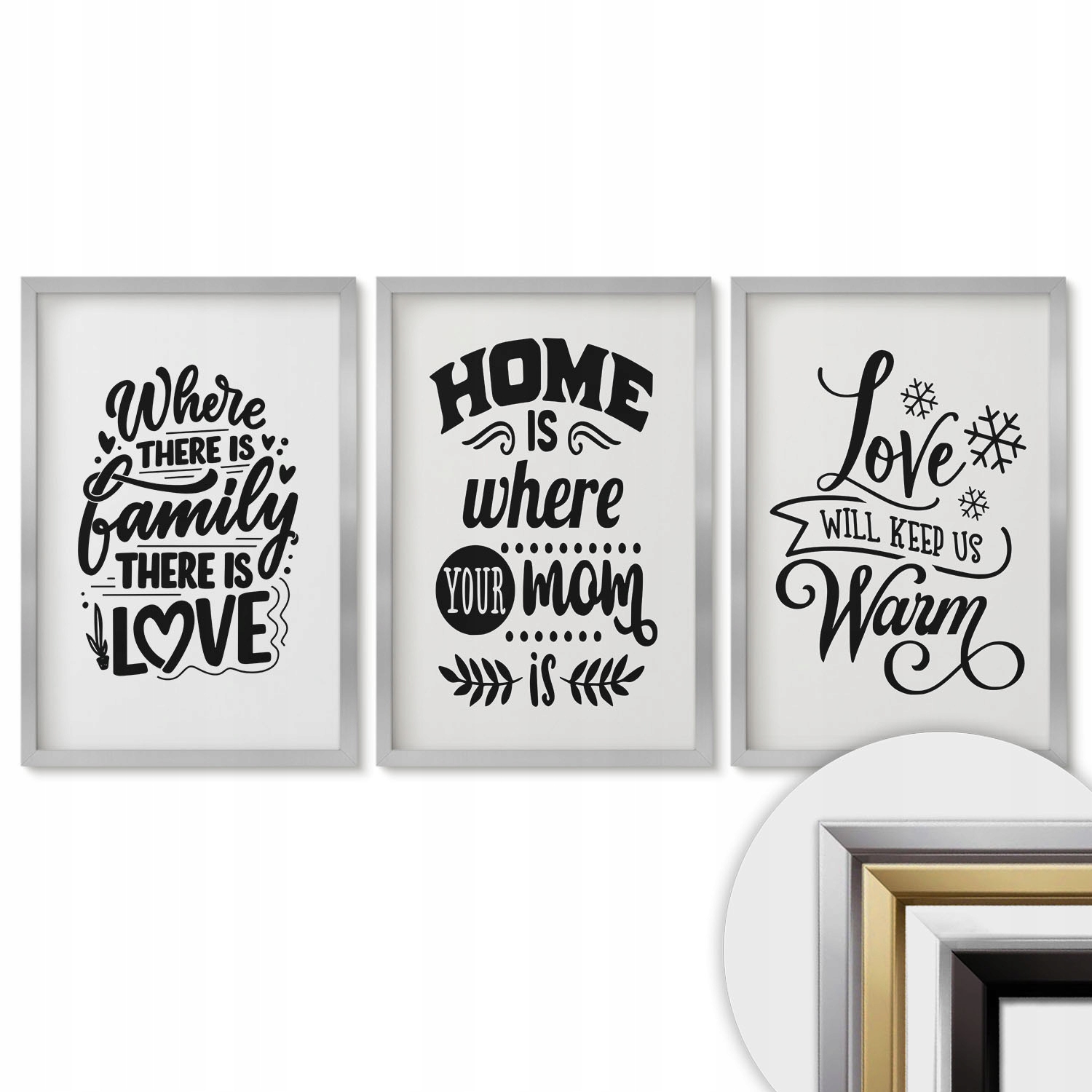 Viacdielny set 3 Obrazy 40x60 cm Komplet Rodina láska dom teplo