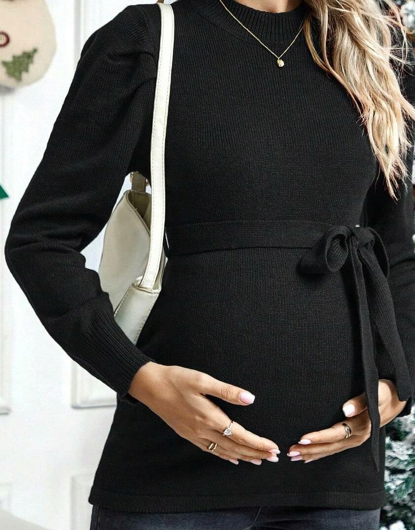 KLASYCZNY CIĄŻOWY PASEK SHEIN 36 CZARNY SWETER DZIANINA DOPASOWANY