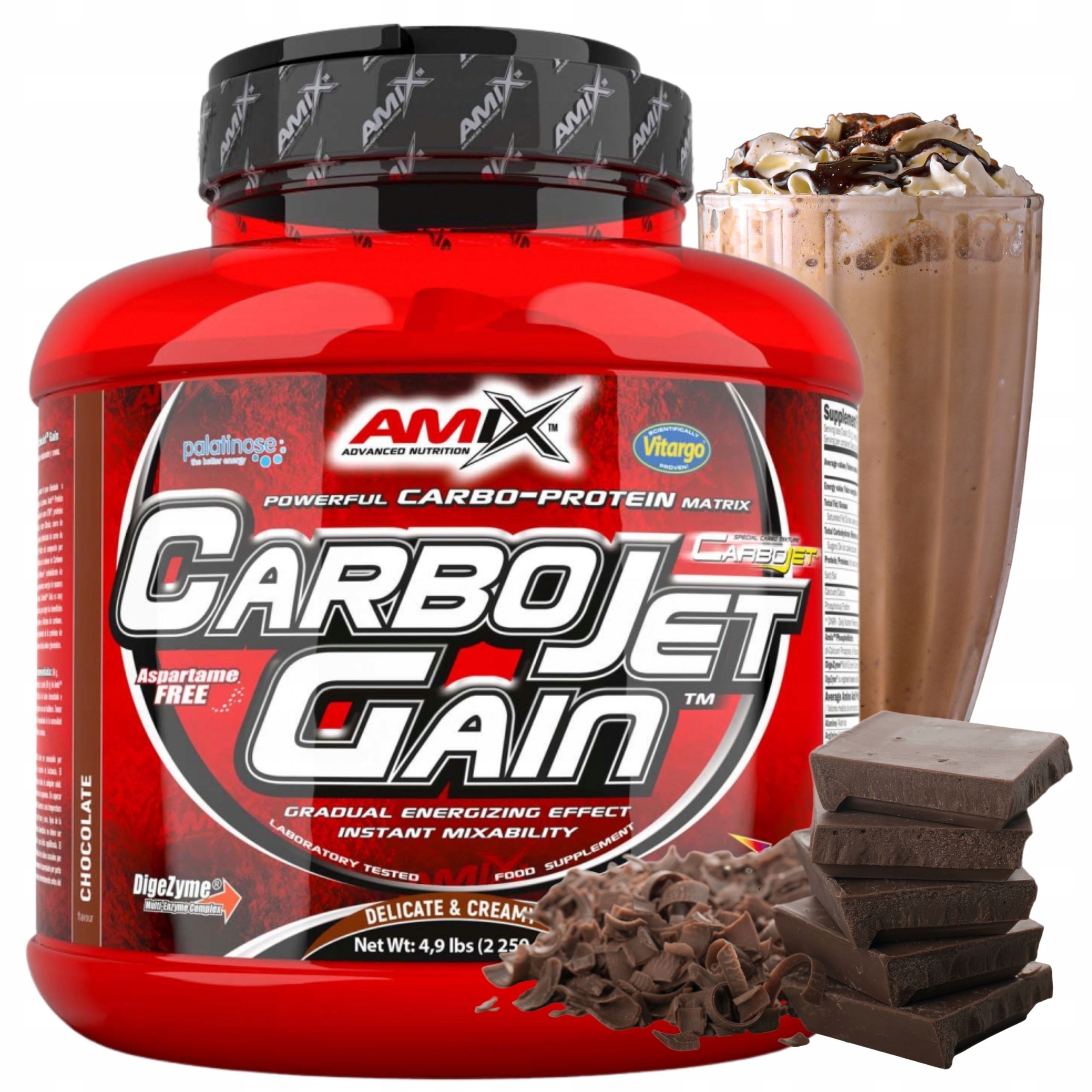 Amix Carbojet Gain Doplněk Stravy na hmotu Gainer Komplexní sacharidy Protein Cfm