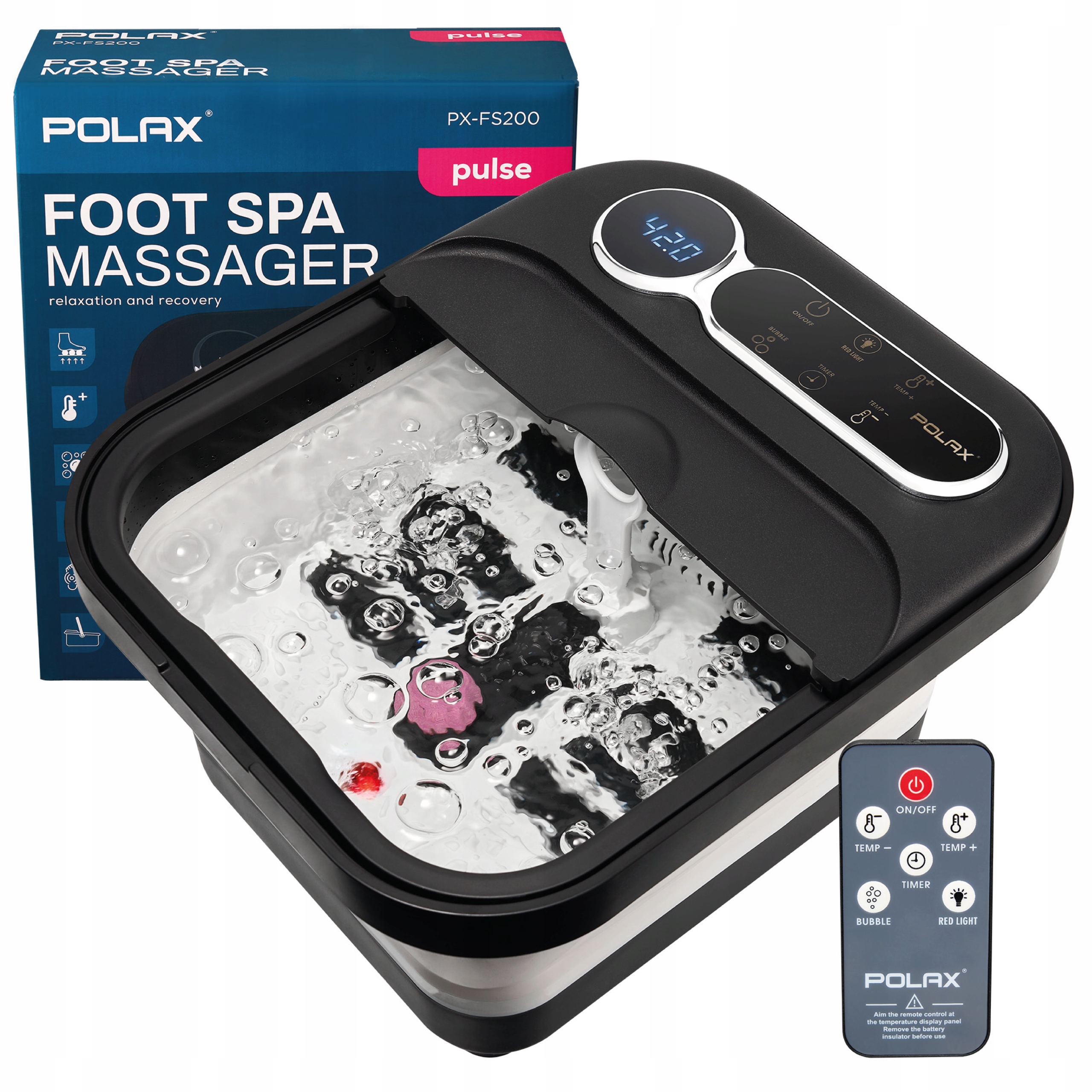 Wanna do stóp masażer wodny Polax rolki hydromasaż podgrzewanie 500W