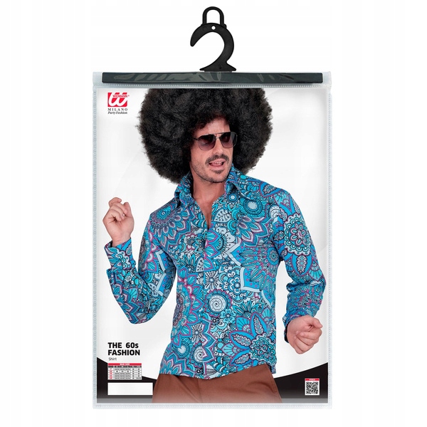 KOSZULA MĘSKA NIEBIESKA KWIATY MANDALA LATA 70 HIPIS XXL Rozmiar XXL