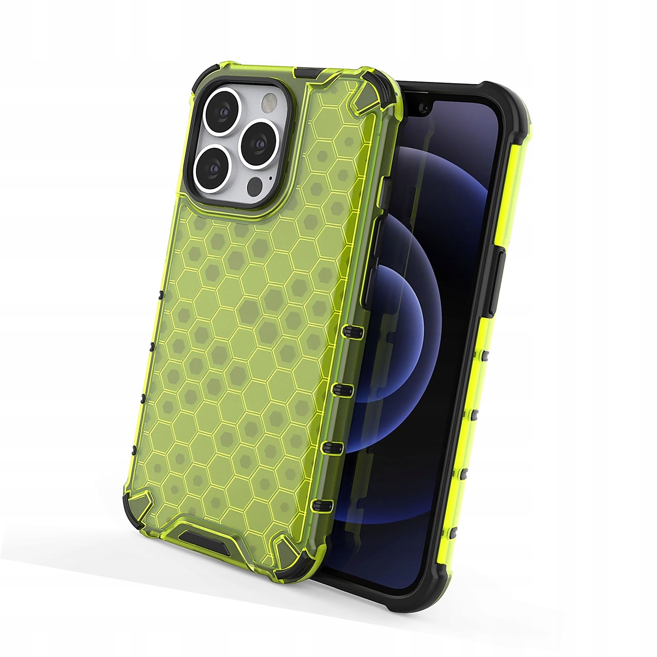 Honeycomb etui pancerny pokrowiec z żelową ramką iPhone 13 Pro zielony